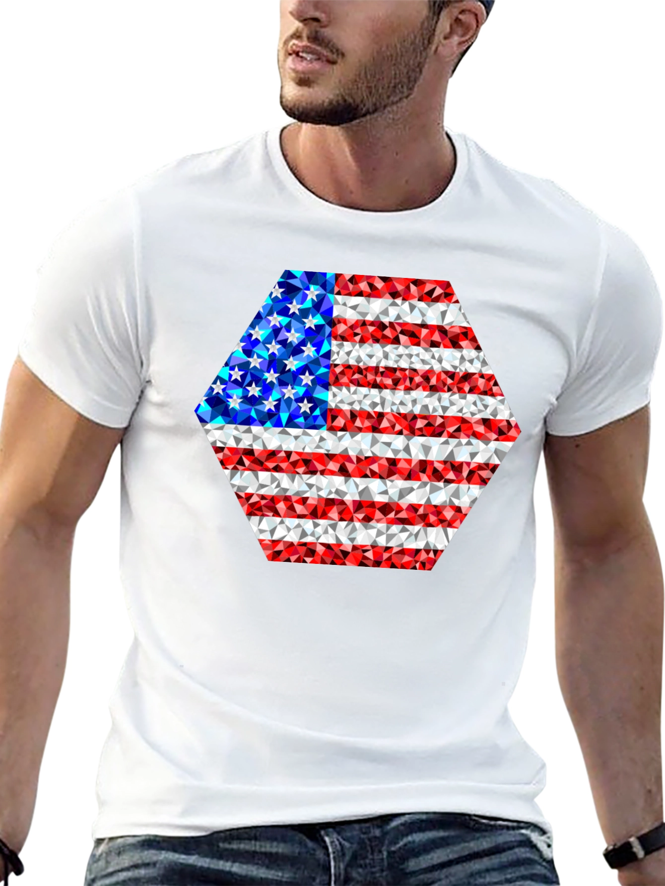 American Flag Geometric Design T-Shirt