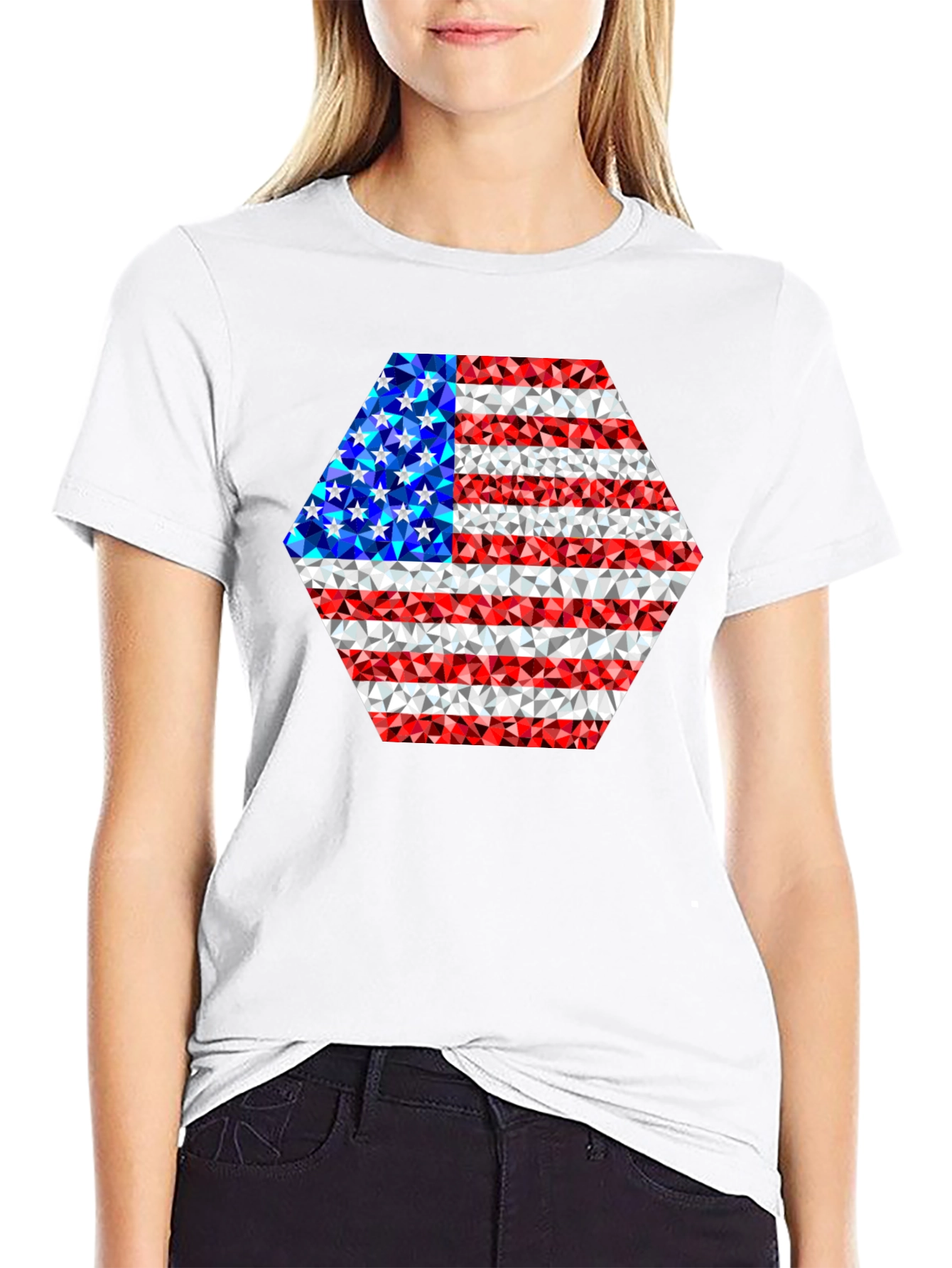 American Flag Geometric Design T-Shirt