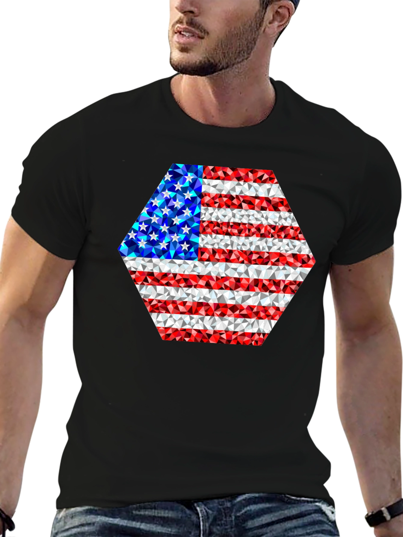 American Flag Geometric Design T-Shirt