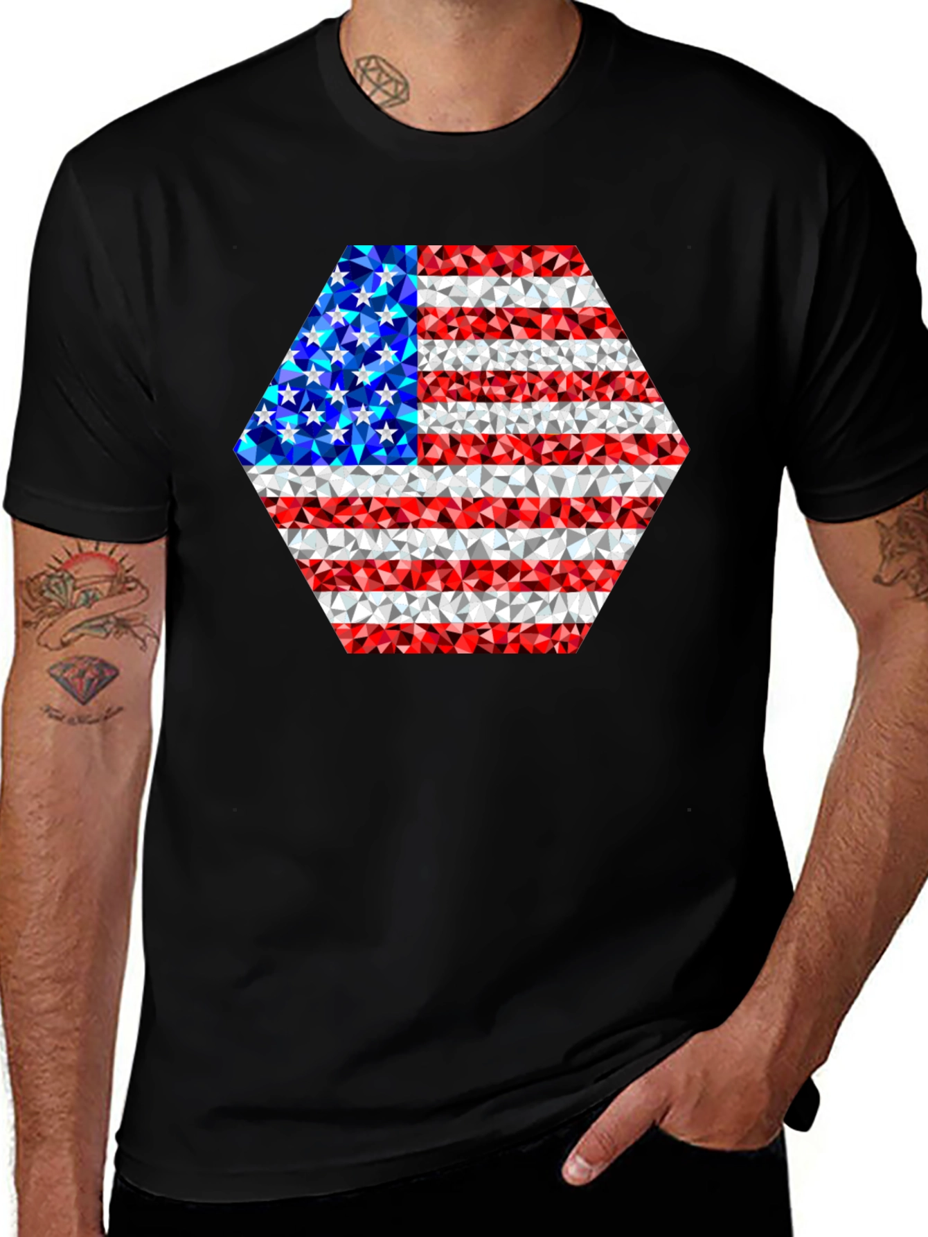 American Flag Geometric Design T-Shirt
