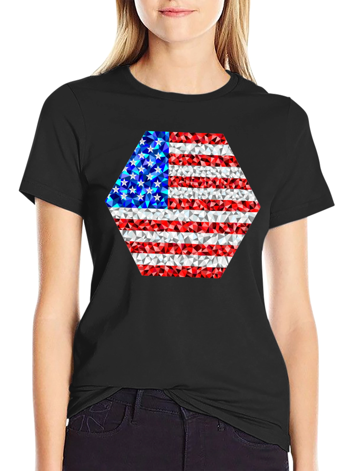 American Flag Geometric Design T-Shirt