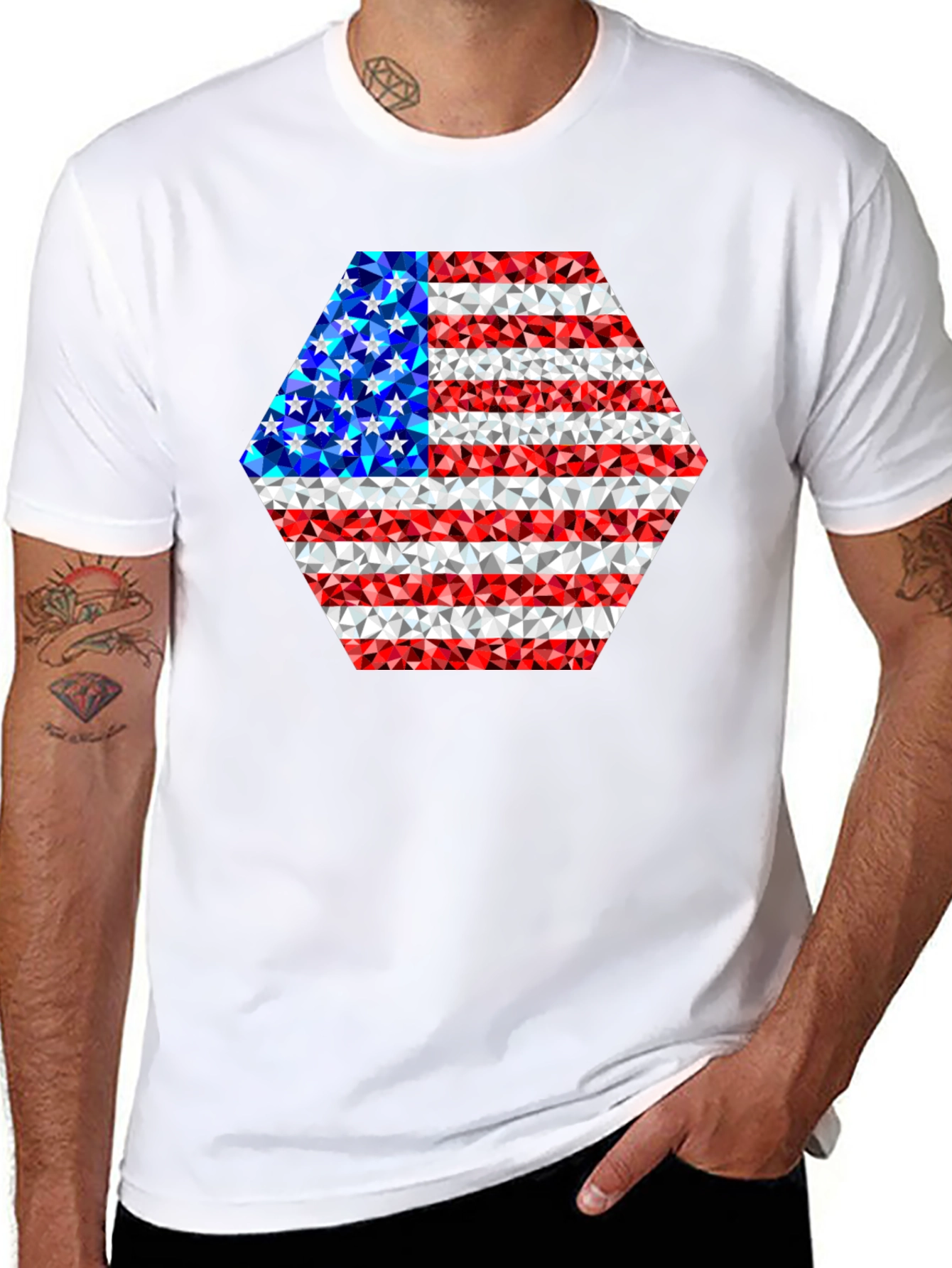 American Flag Geometric Design T-Shirt