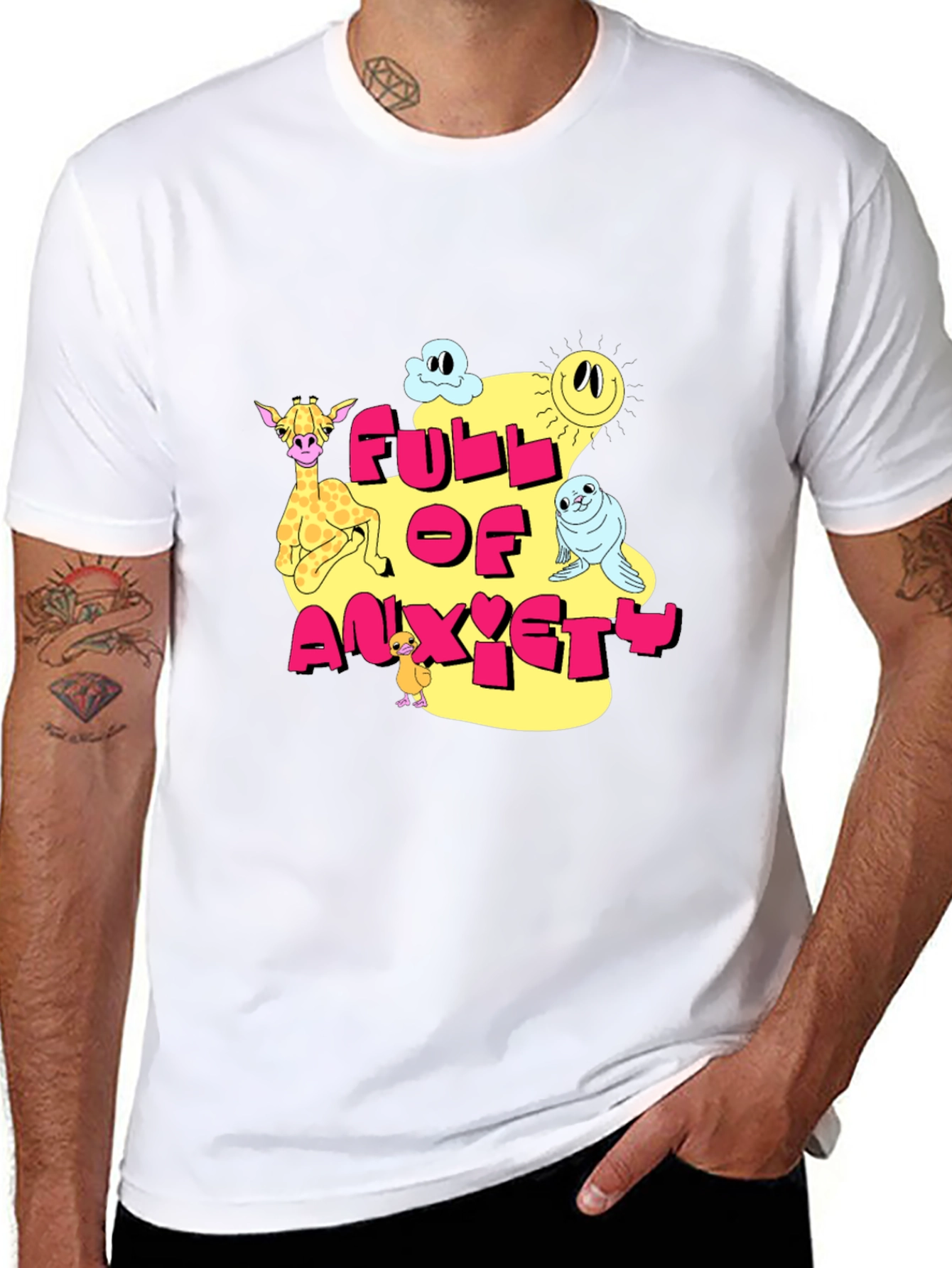 Full of Anxiety Cartoon Graphic Black Tee