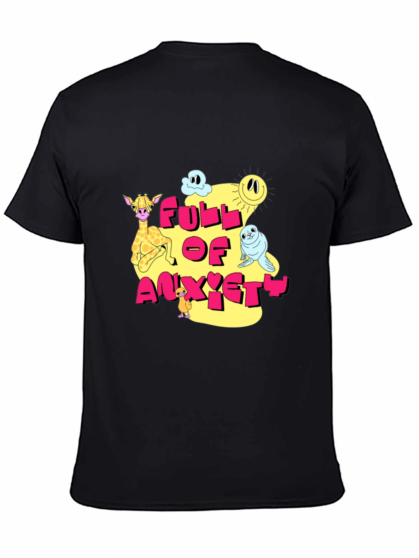 Full of Anxiety Cartoon Graphic Black Tee