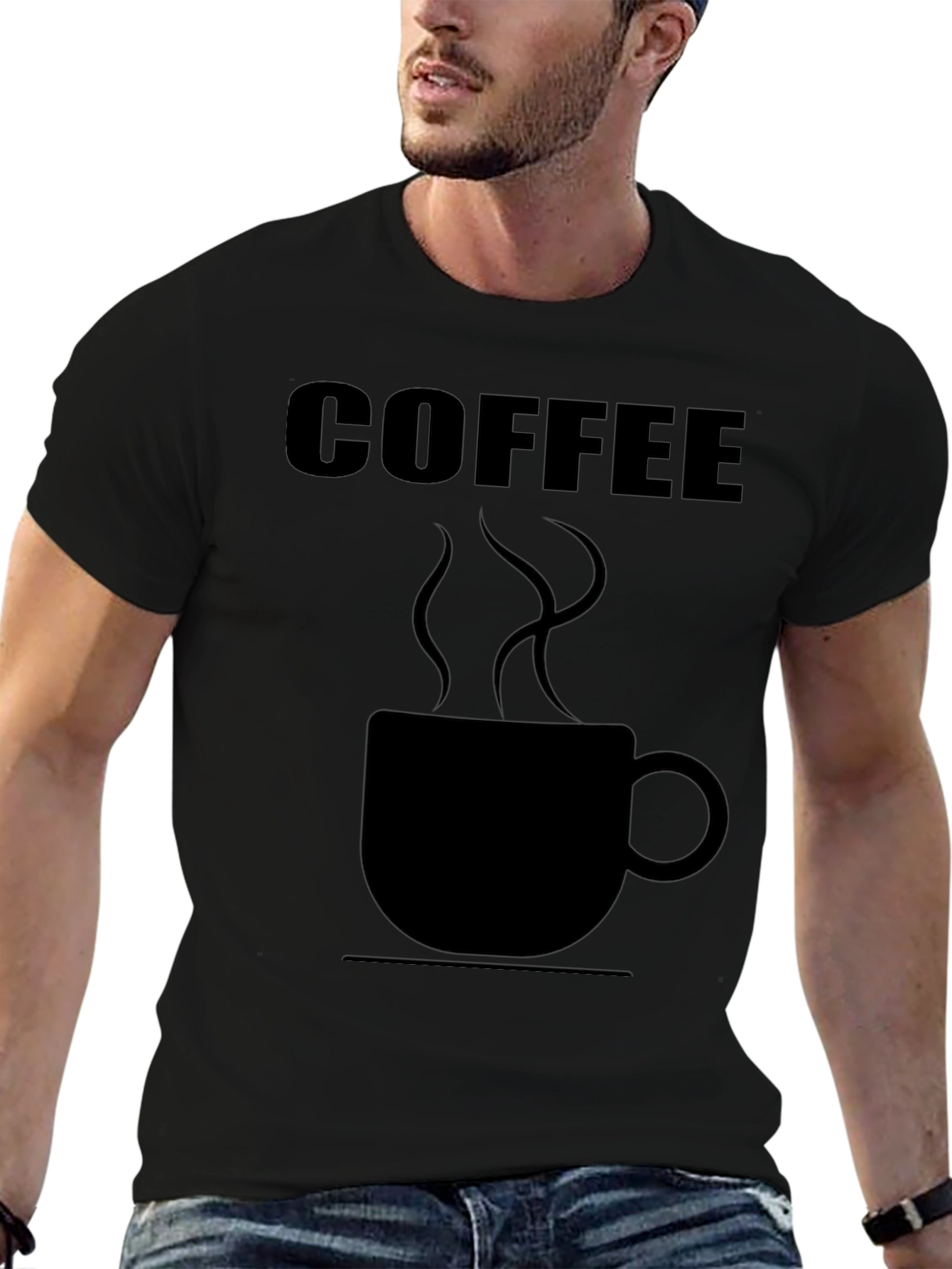 Coffee Graphic Tee - Black Cotton Shirt