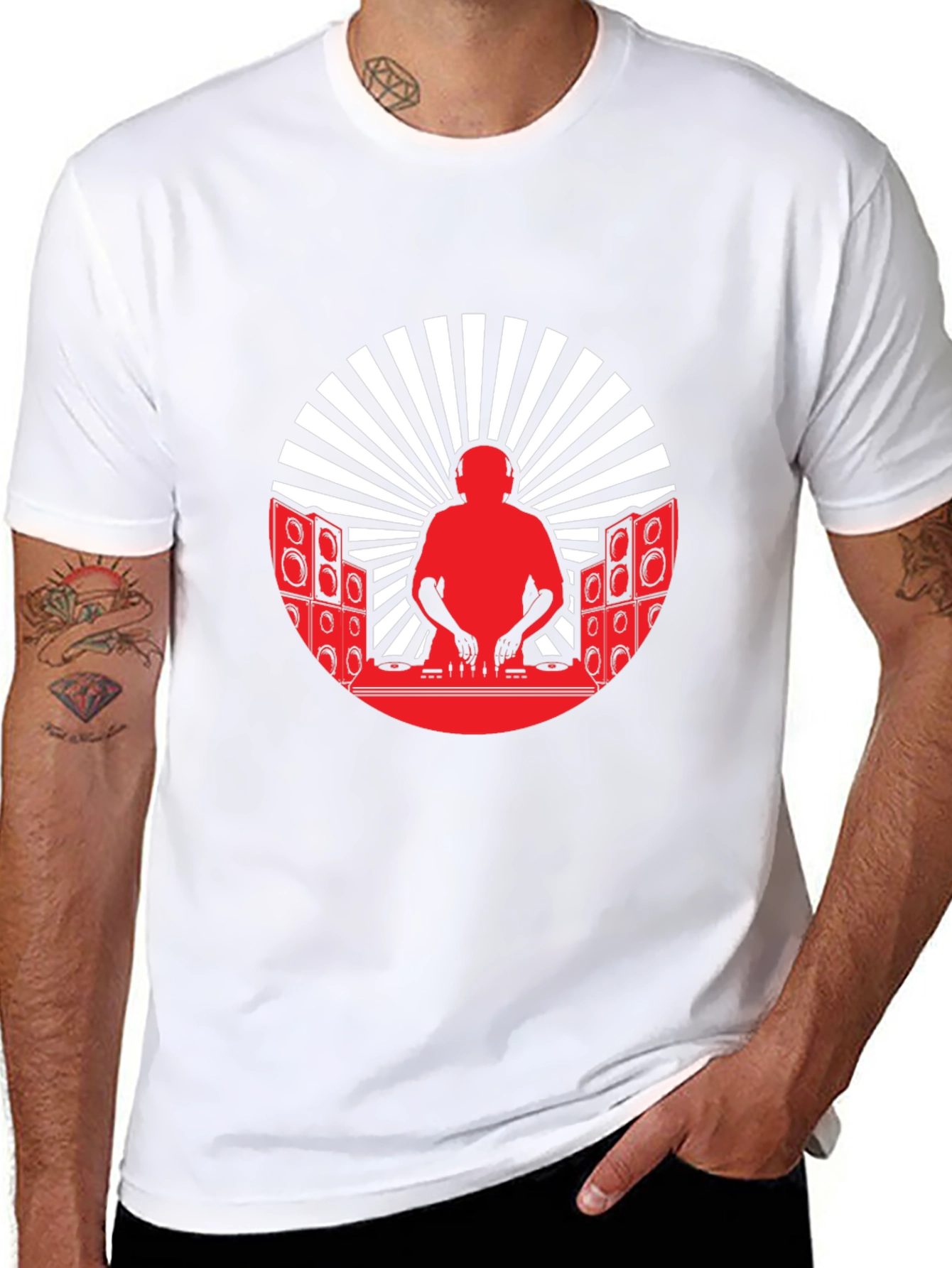DJ Silhouette Graphic Tee - Black Cotton Blend T-Shirt