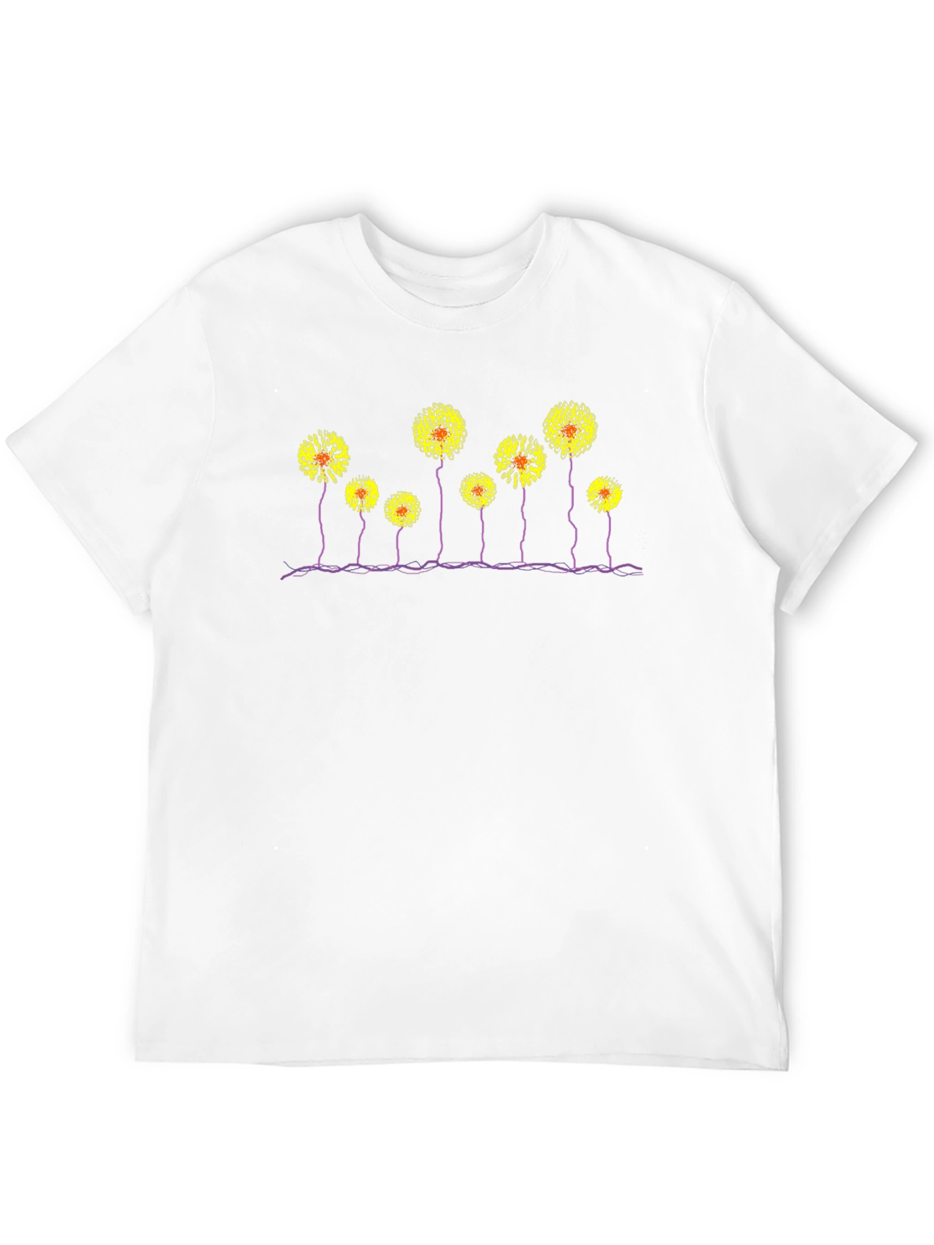 Black T-Shirt with Abstract Flower Design