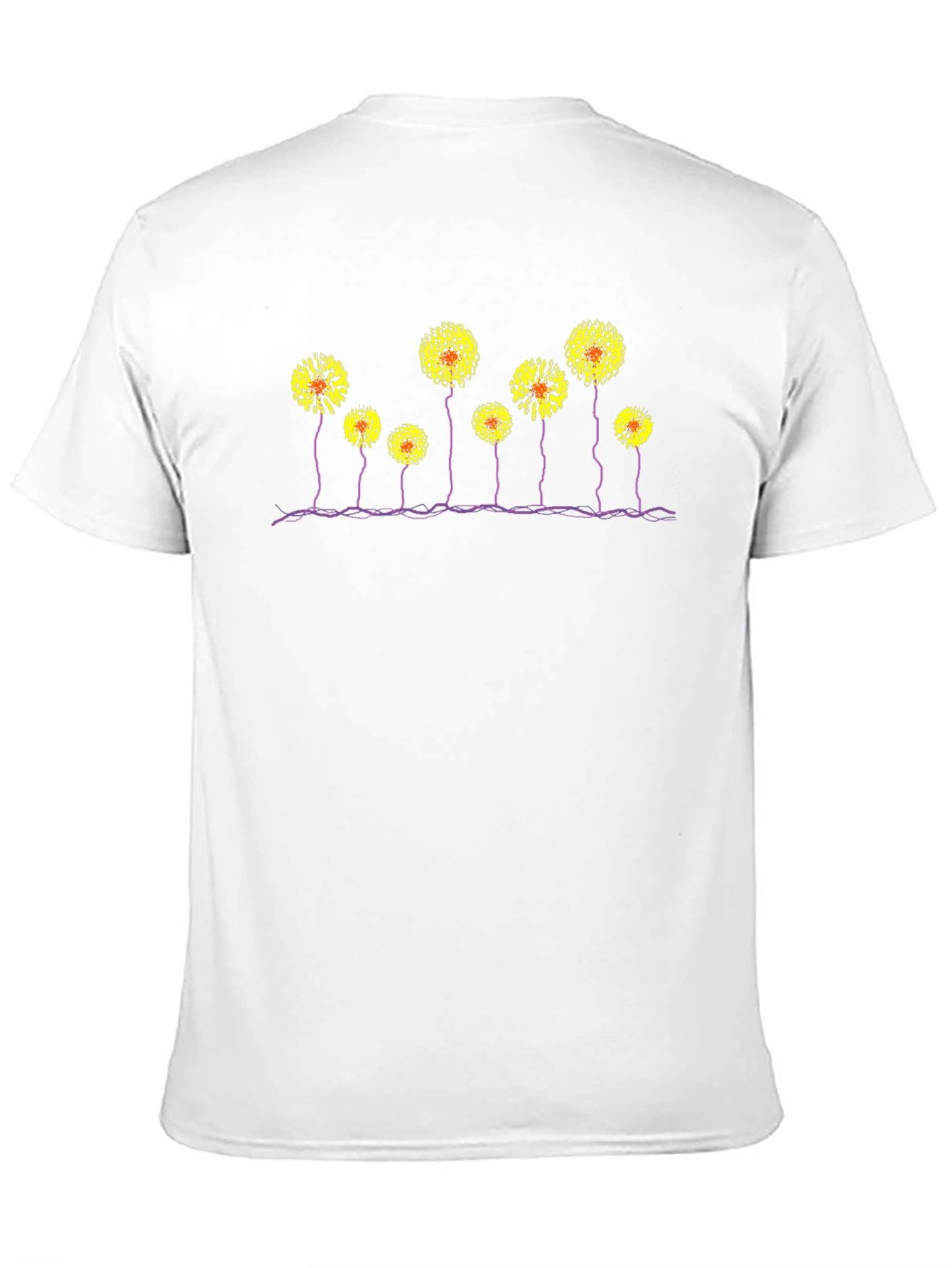 Black T-Shirt with Abstract Flower Design
