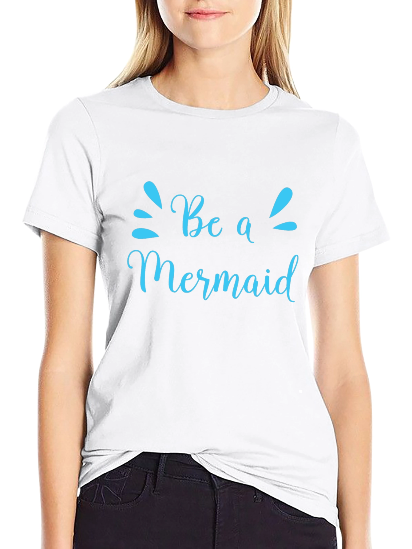 Be a Mermaid Graphic Tee - Black Cotton T-Shirt
