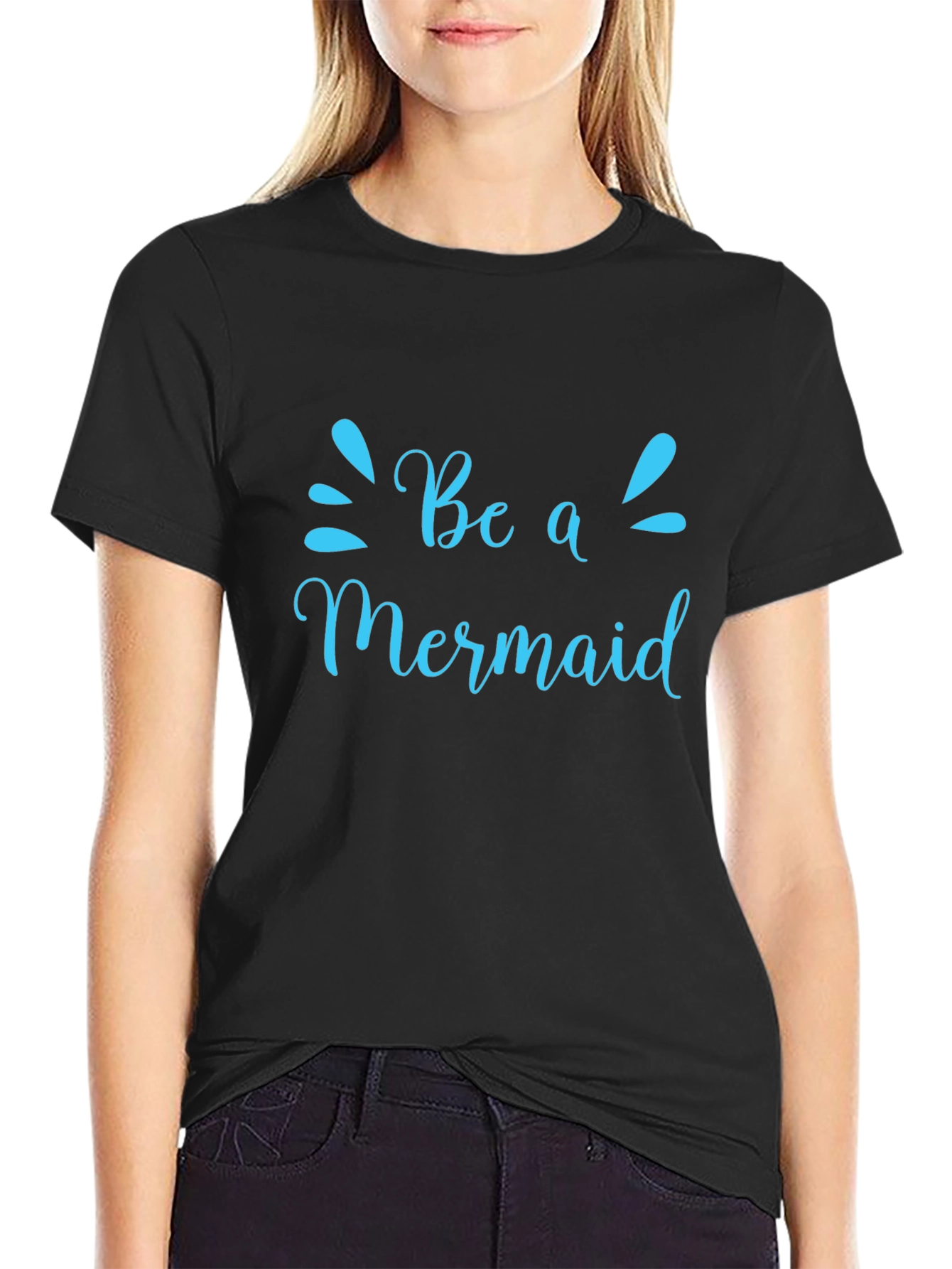 Be a Mermaid Graphic Tee - Black Cotton T-Shirt