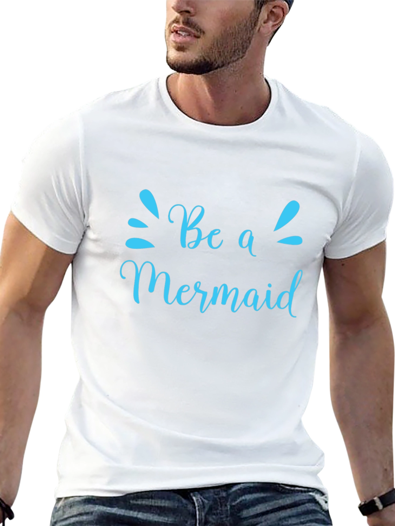 Be a Mermaid Graphic Tee - Black Cotton T-Shirt