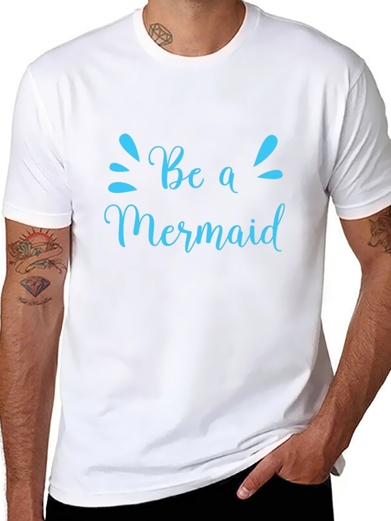 Be a Mermaid Graphic Tee - Black Cotton T-Shirt