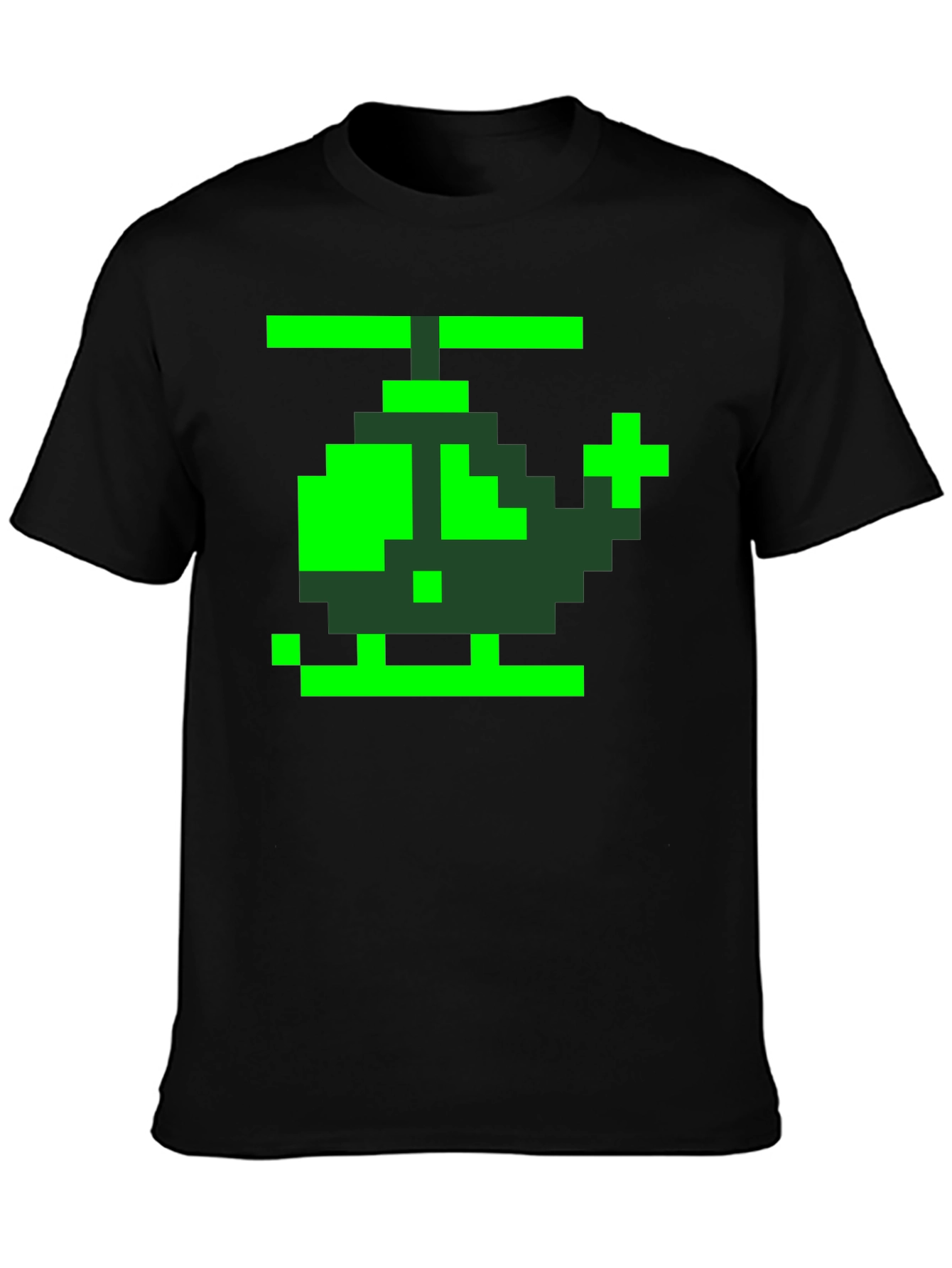 Retro Pixel Helicopter Graphic Tee - Black