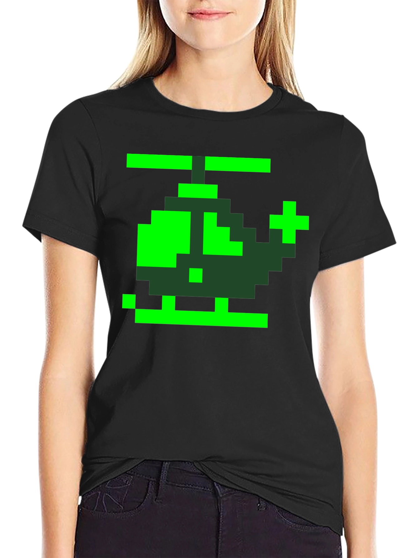 Retro Pixel Helicopter Graphic Tee - Black