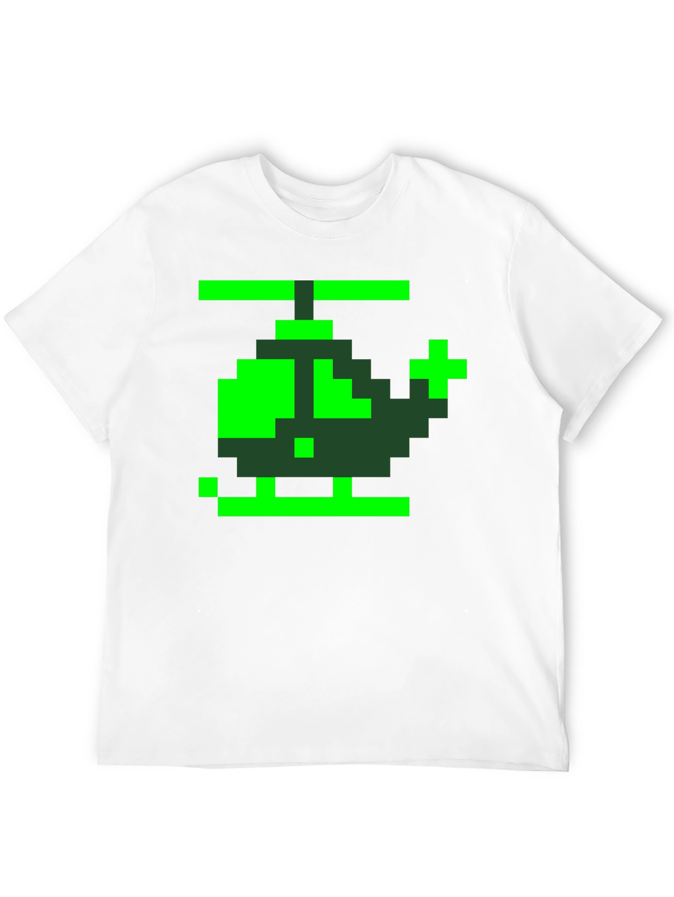 Retro Pixel Helicopter Graphic Tee - Black