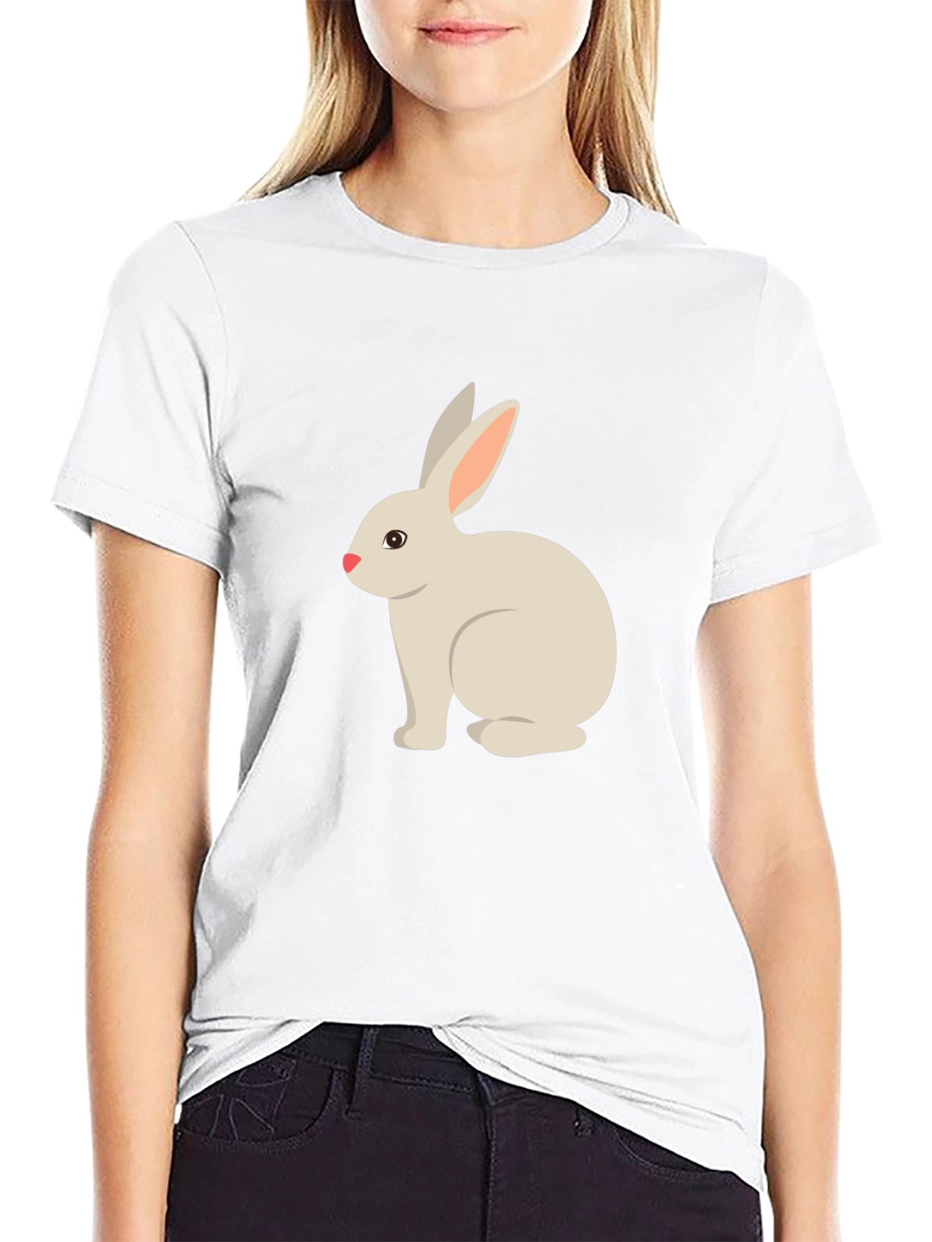 Cute Bunny Graphic Tee - Black T-Shirt