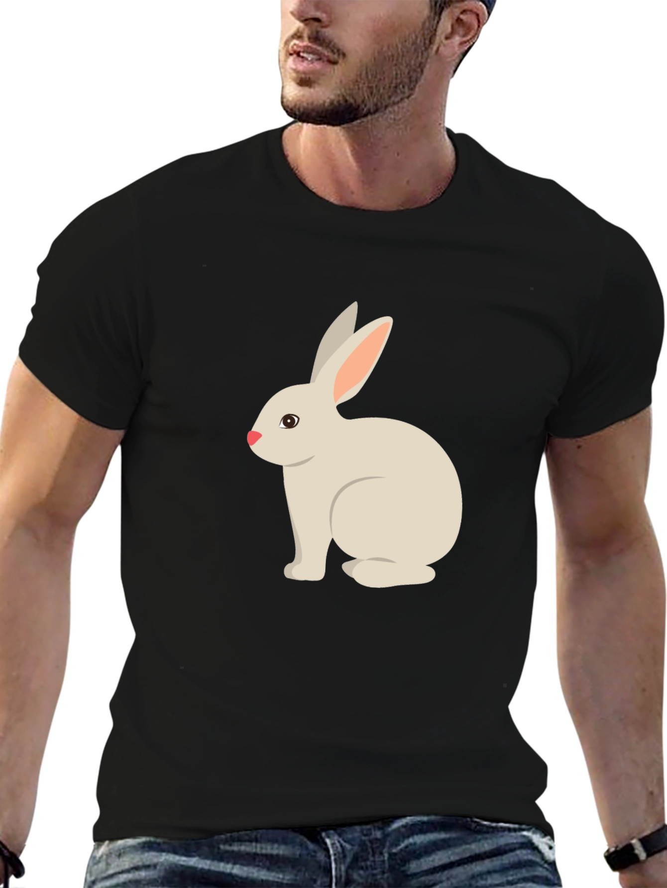 Cute Bunny Graphic Tee - Black T-Shirt
