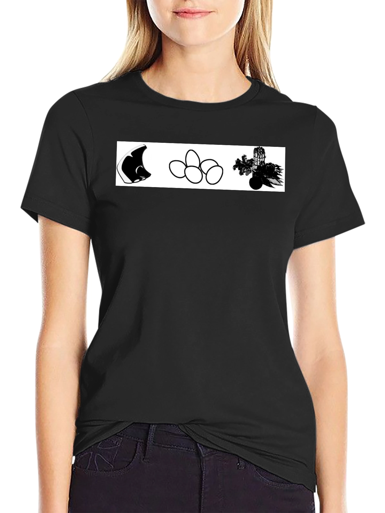 Mens Black T-shirt with Unique Graphic