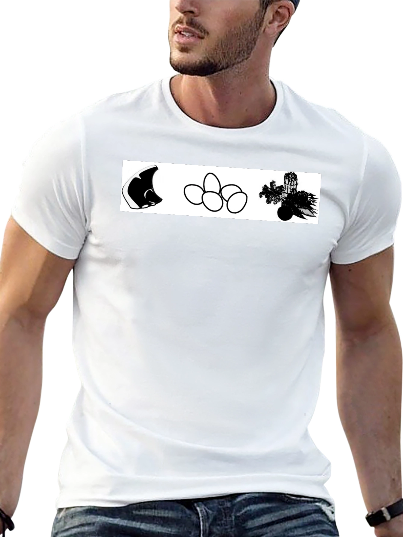 Mens Black T-shirt with Unique Graphic