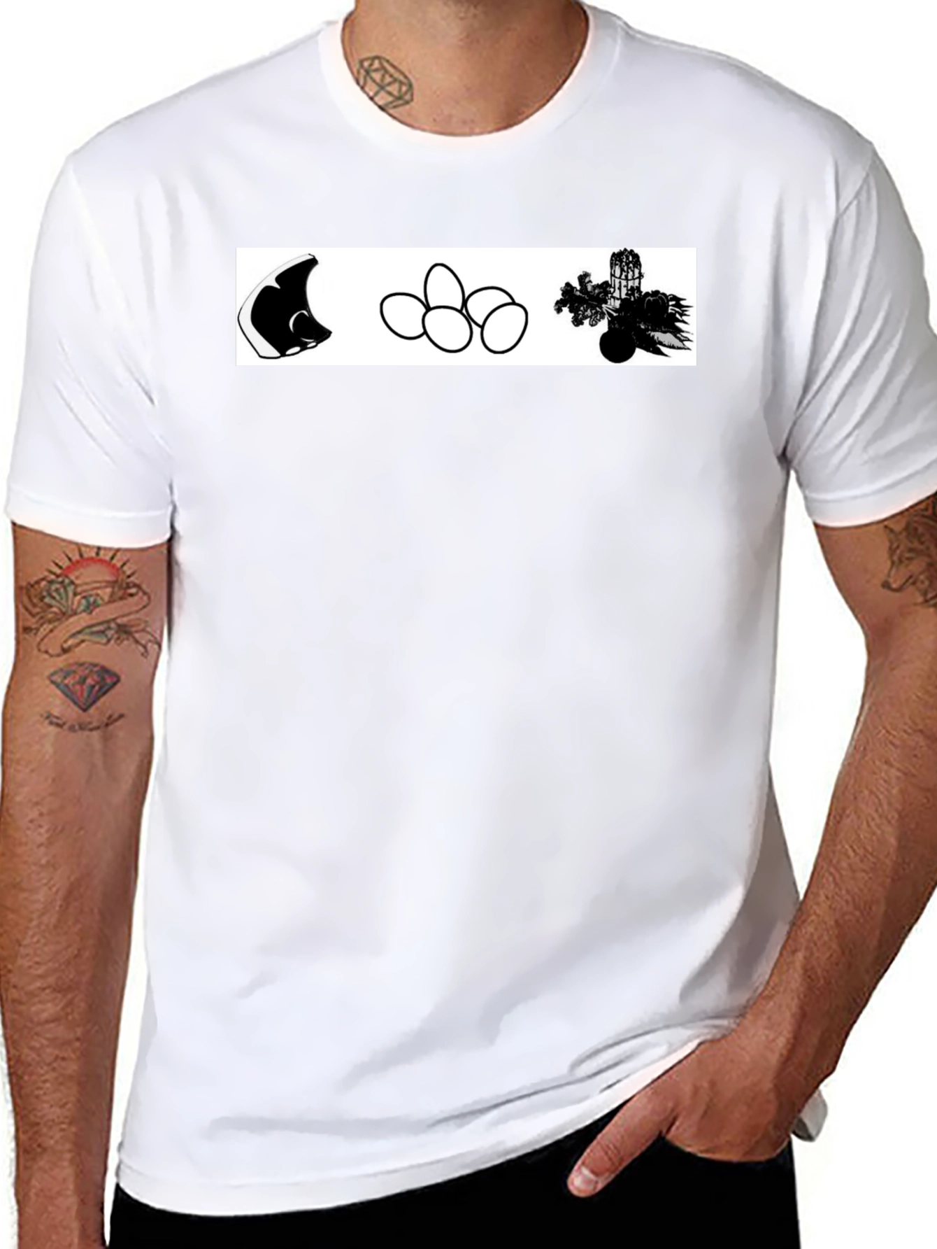 Mens Black T-shirt with Unique Graphic
