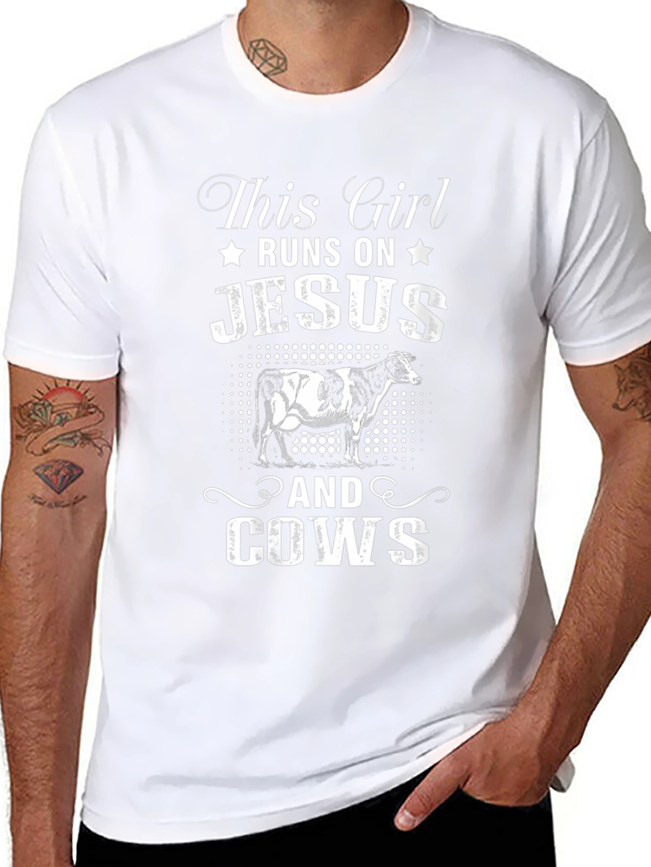 This Girl Runs On Jesus and Cows T-Shirt