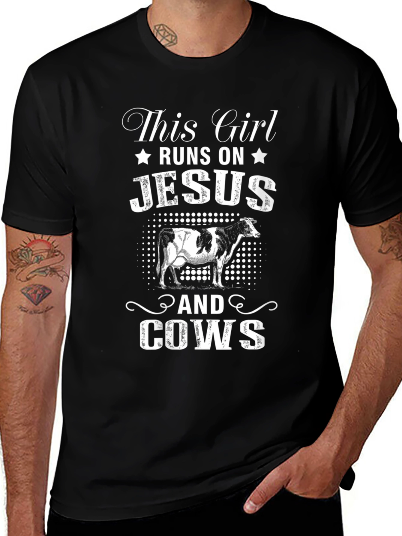 This Girl Runs On Jesus and Cows T-Shirt