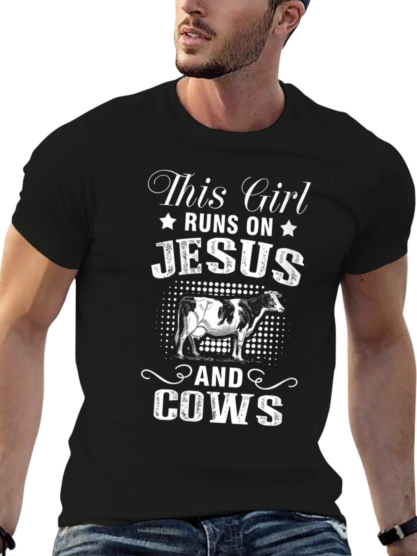 This Girl Runs On Jesus and Cows T-Shirt