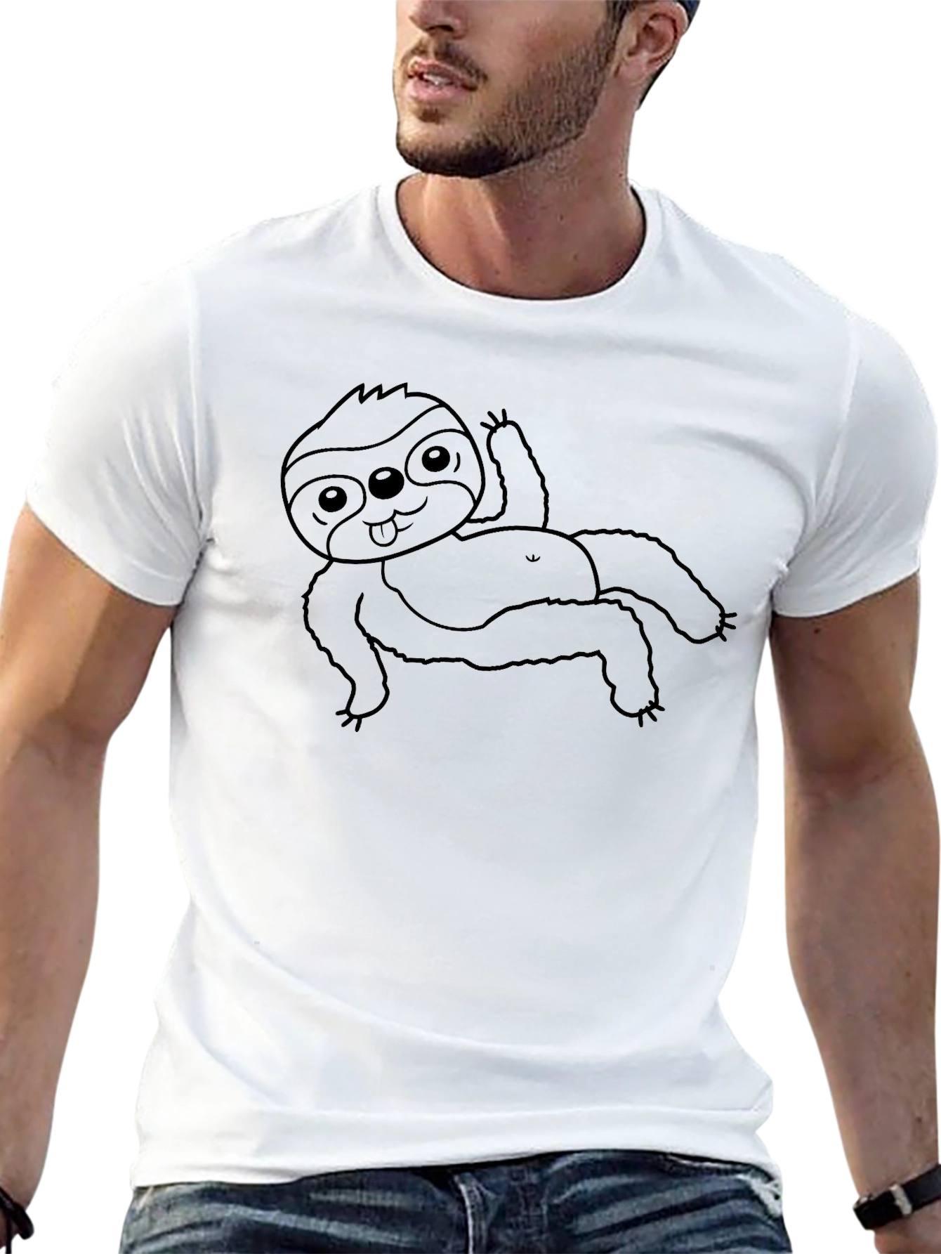 Cute Sloth Graphic T-Shirt - Casual Black Tee
