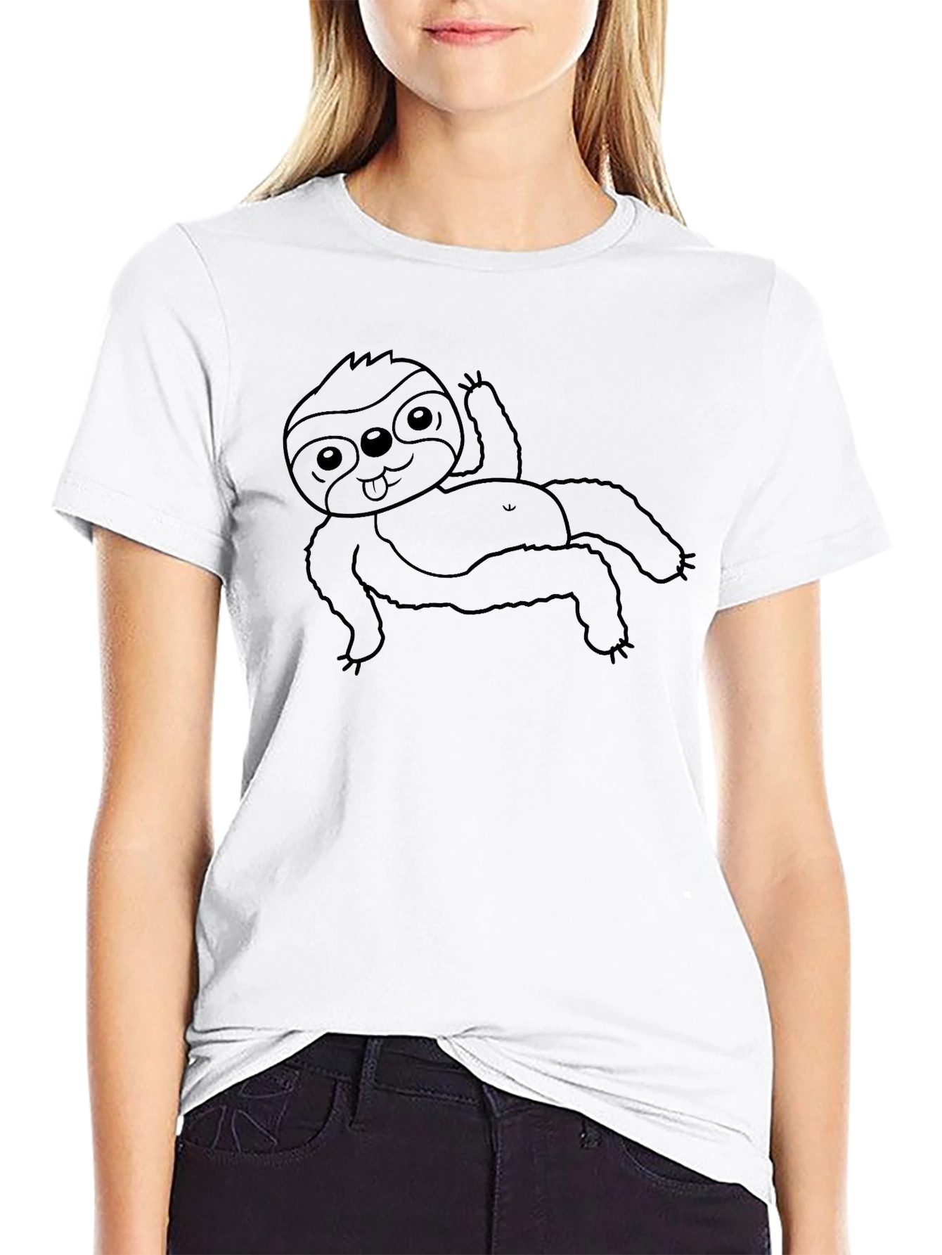 Cute Sloth Graphic T-Shirt - Casual Black Tee