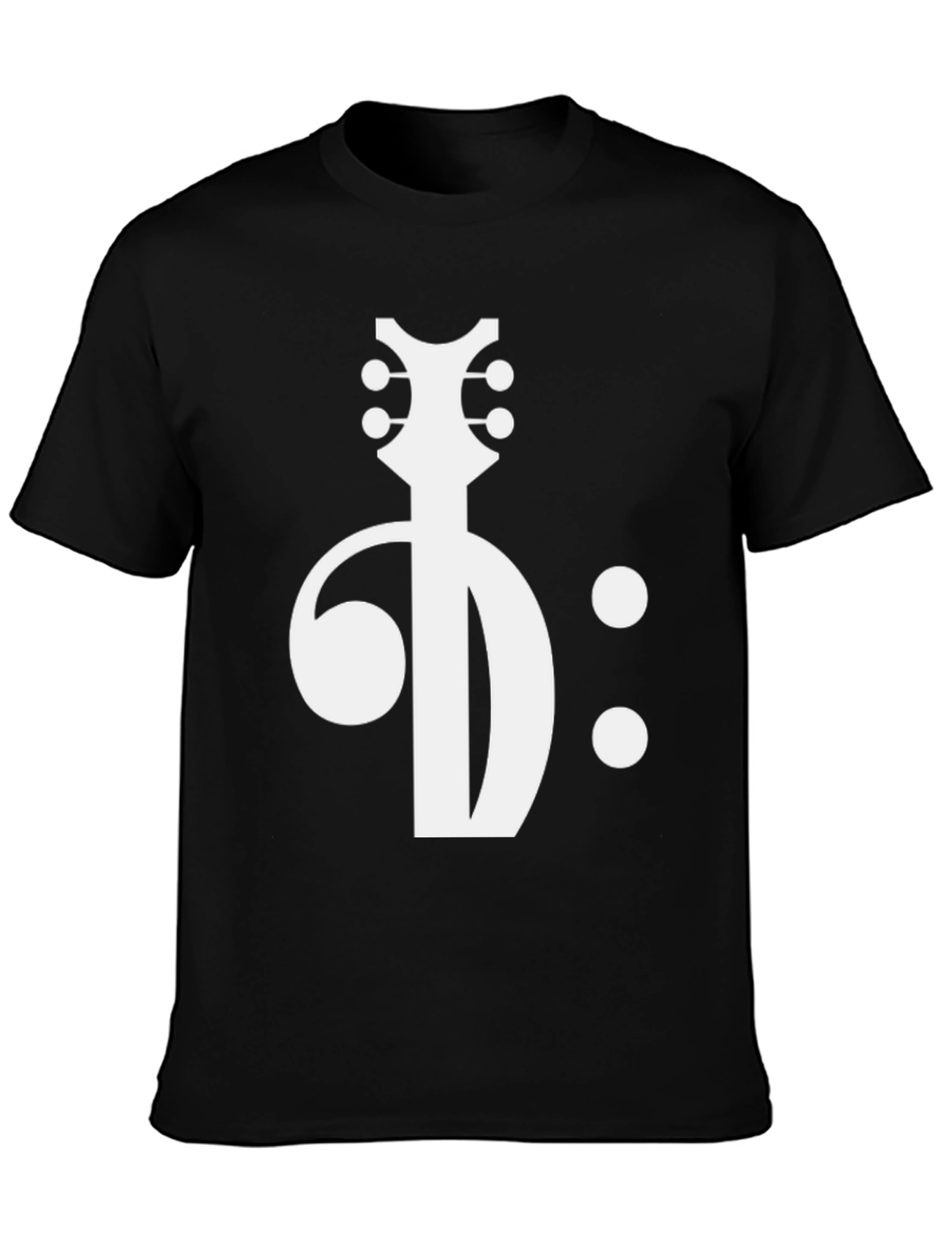 Musical Guitar Clef Graphic Tee - Black Cotton T-Shirt