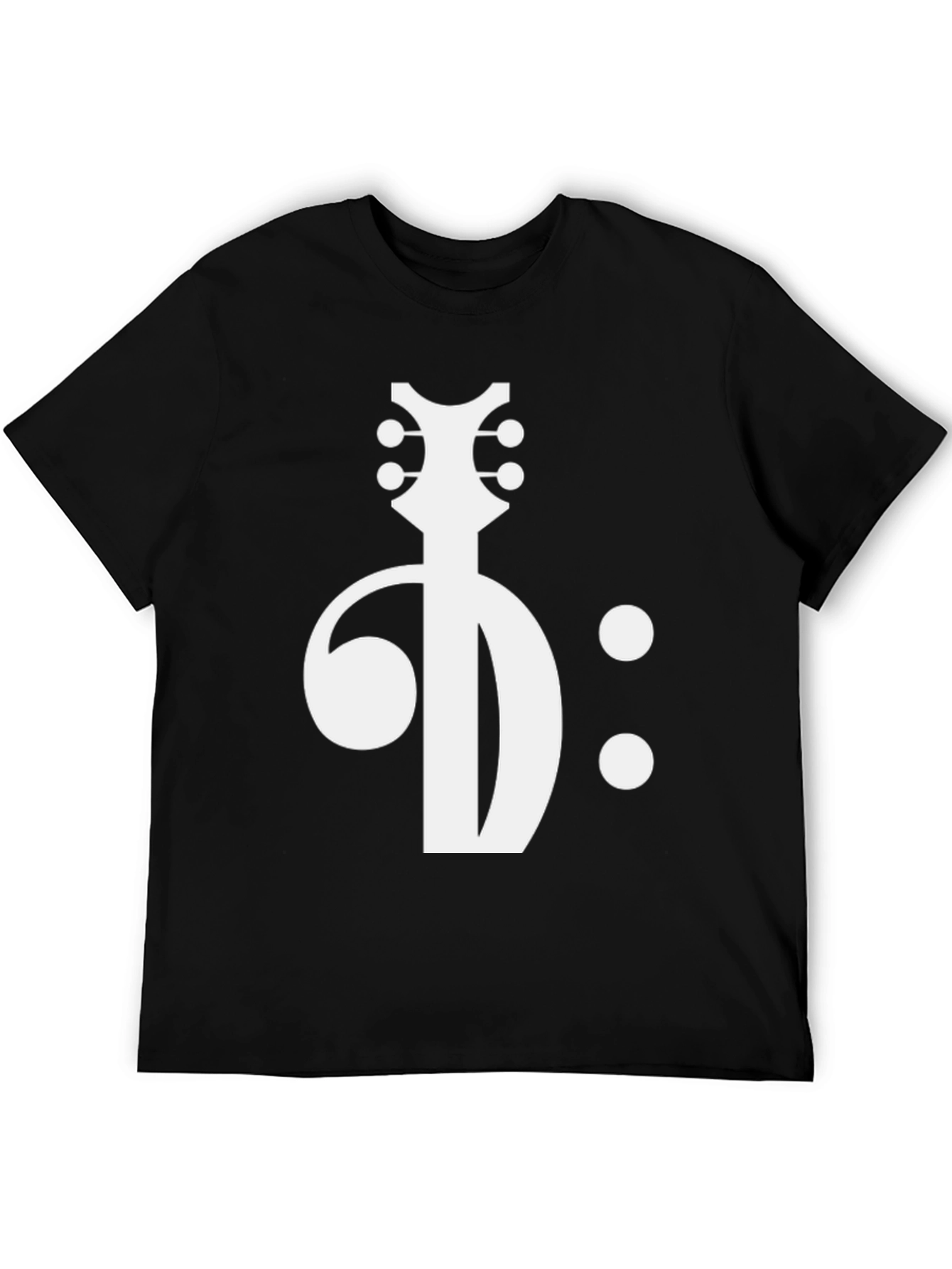 Musical Guitar Clef Graphic Tee - Black Cotton T-Shirt