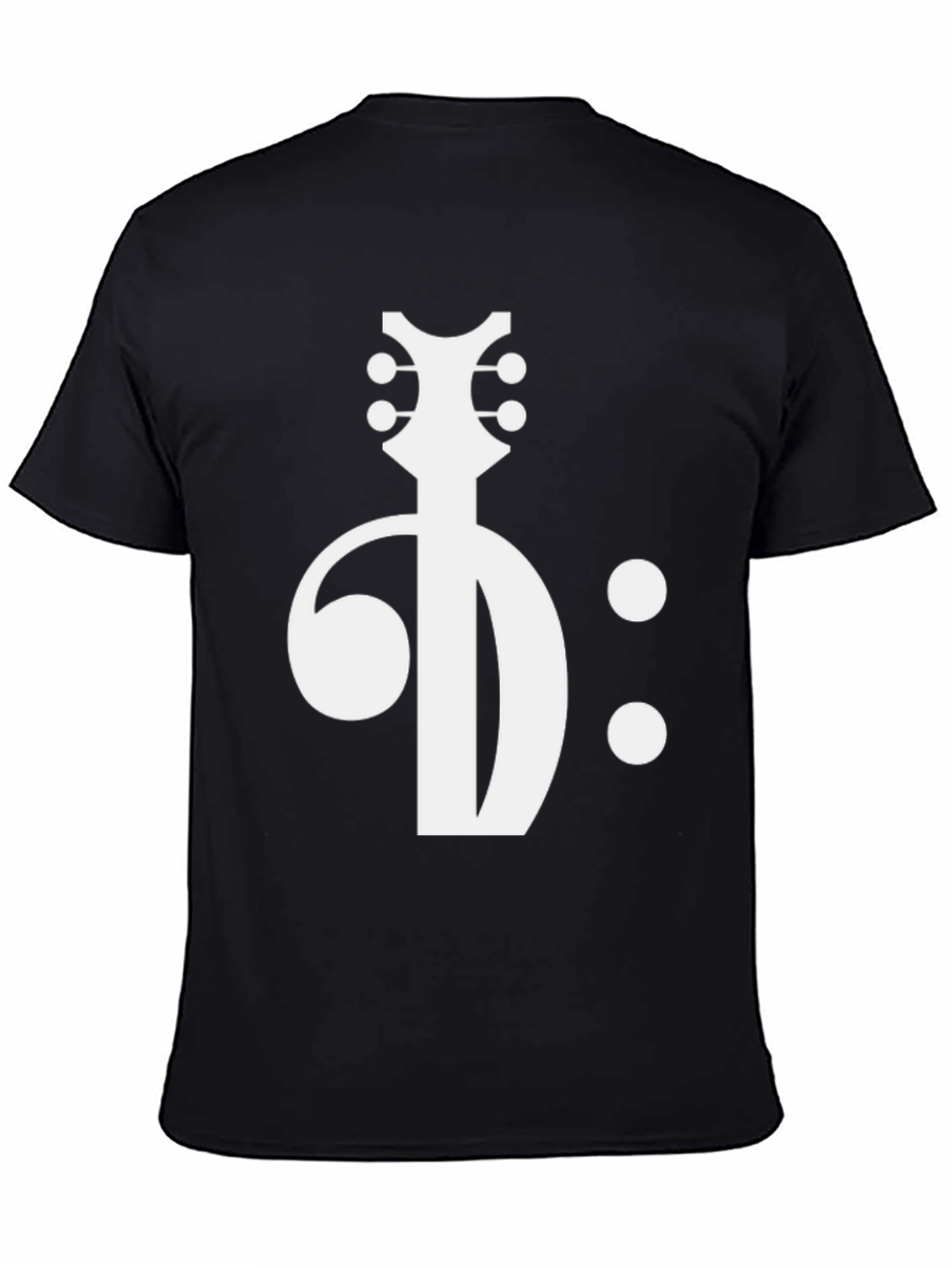 Musical Guitar Clef Graphic Tee - Black Cotton T-Shirt