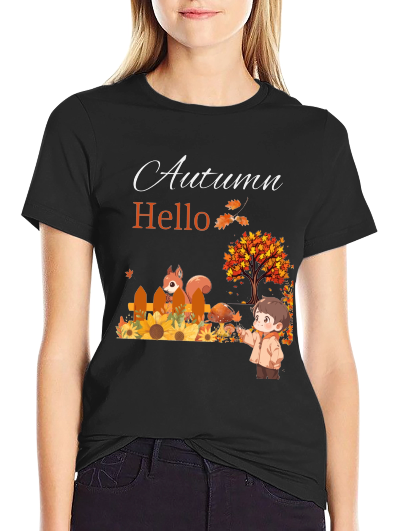 Autumn Hello T-Shirt - Cute Fall Design