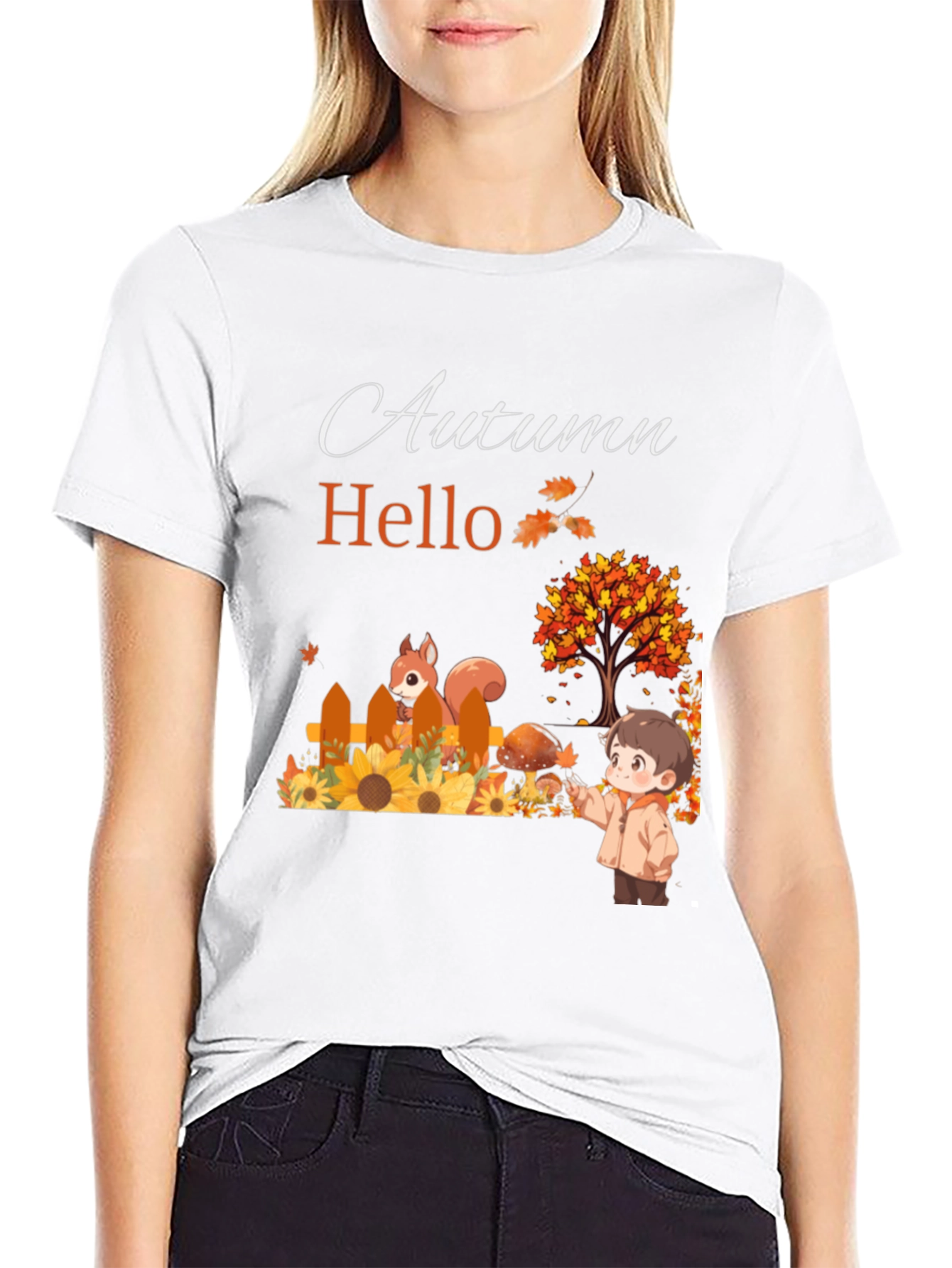 Autumn Hello T-Shirt - Cute Fall Design