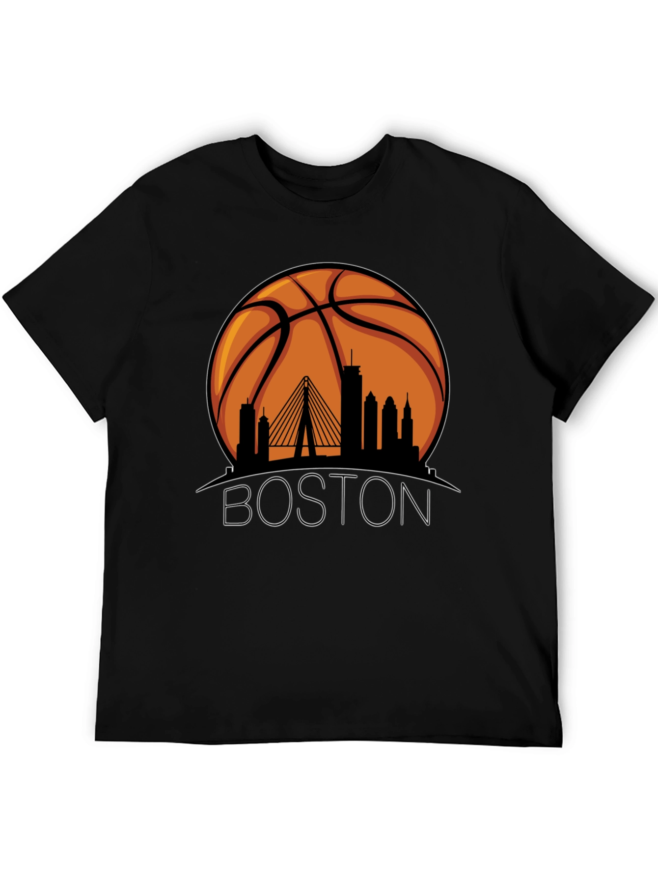 Boston Skyline Basketball Graphic T-Shirt