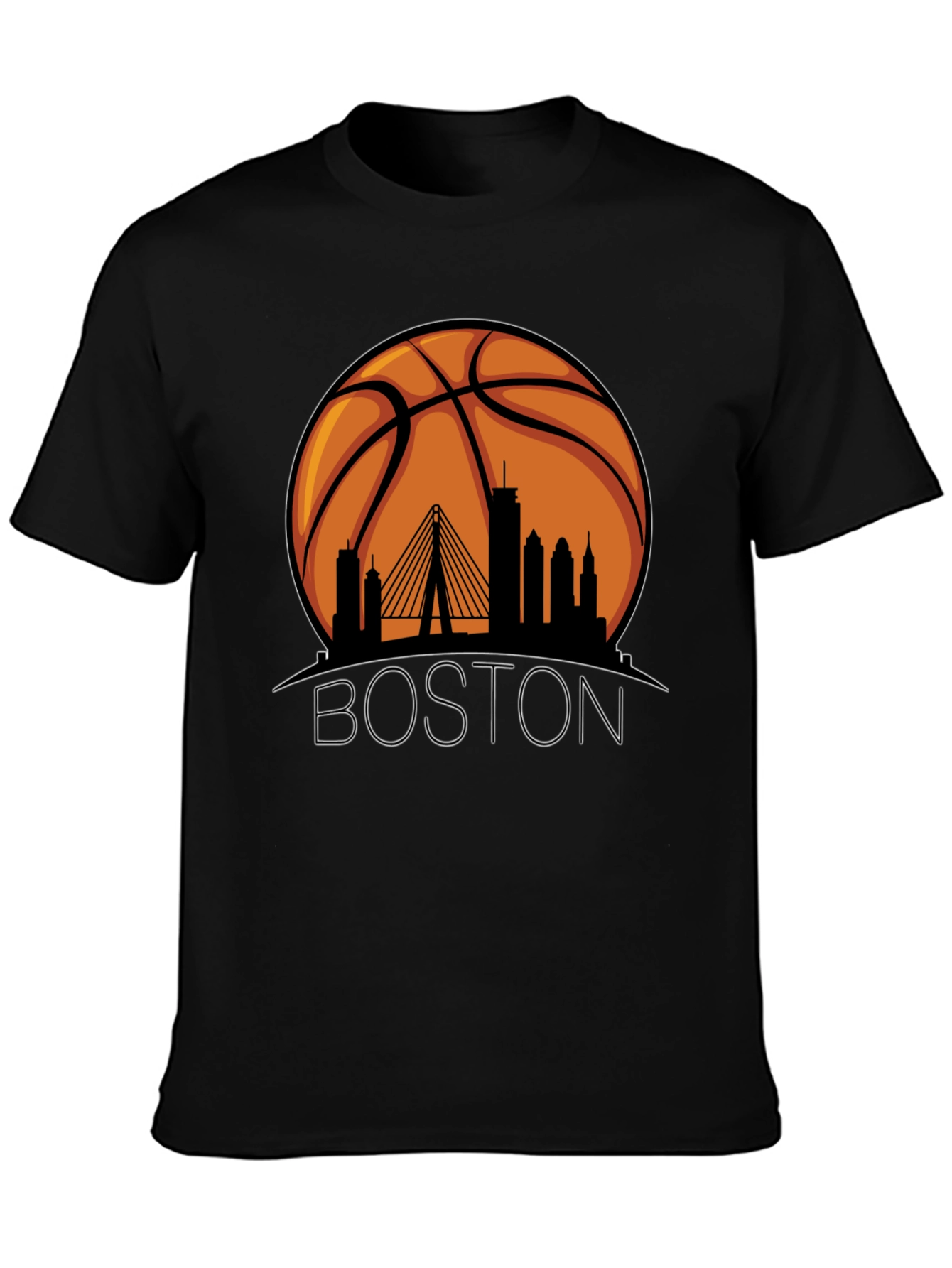 Boston Skyline Basketball Graphic T-Shirt