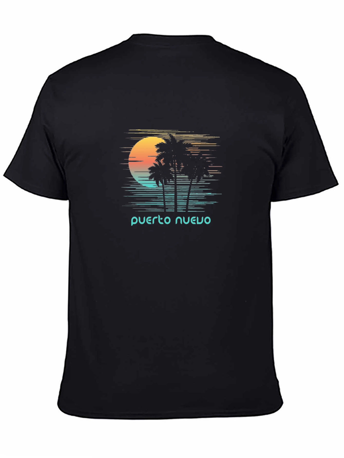 Puerto Nuevo Retro T-Shirt - Palm Tree Sunset Tee