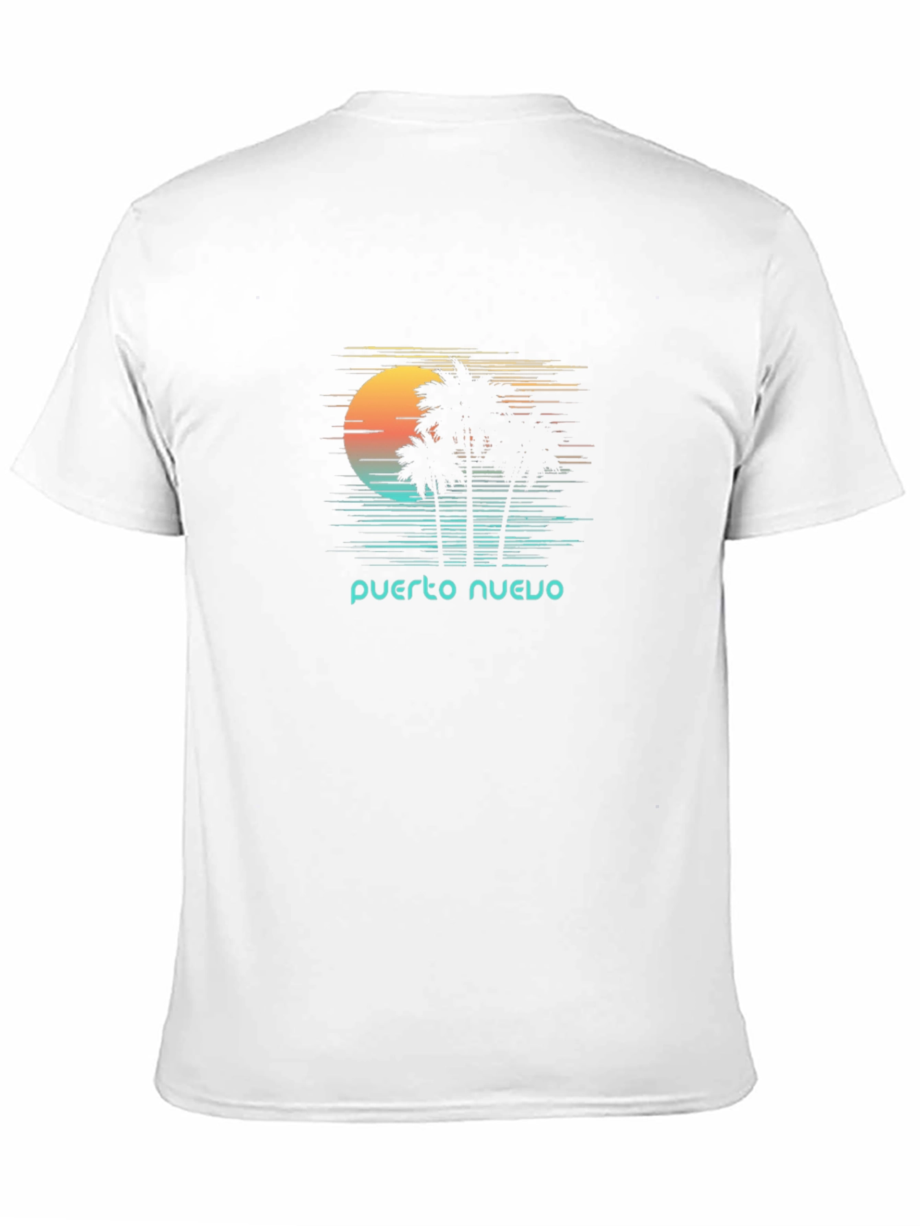 Puerto Nuevo Retro T-Shirt - Palm Tree Sunset Tee