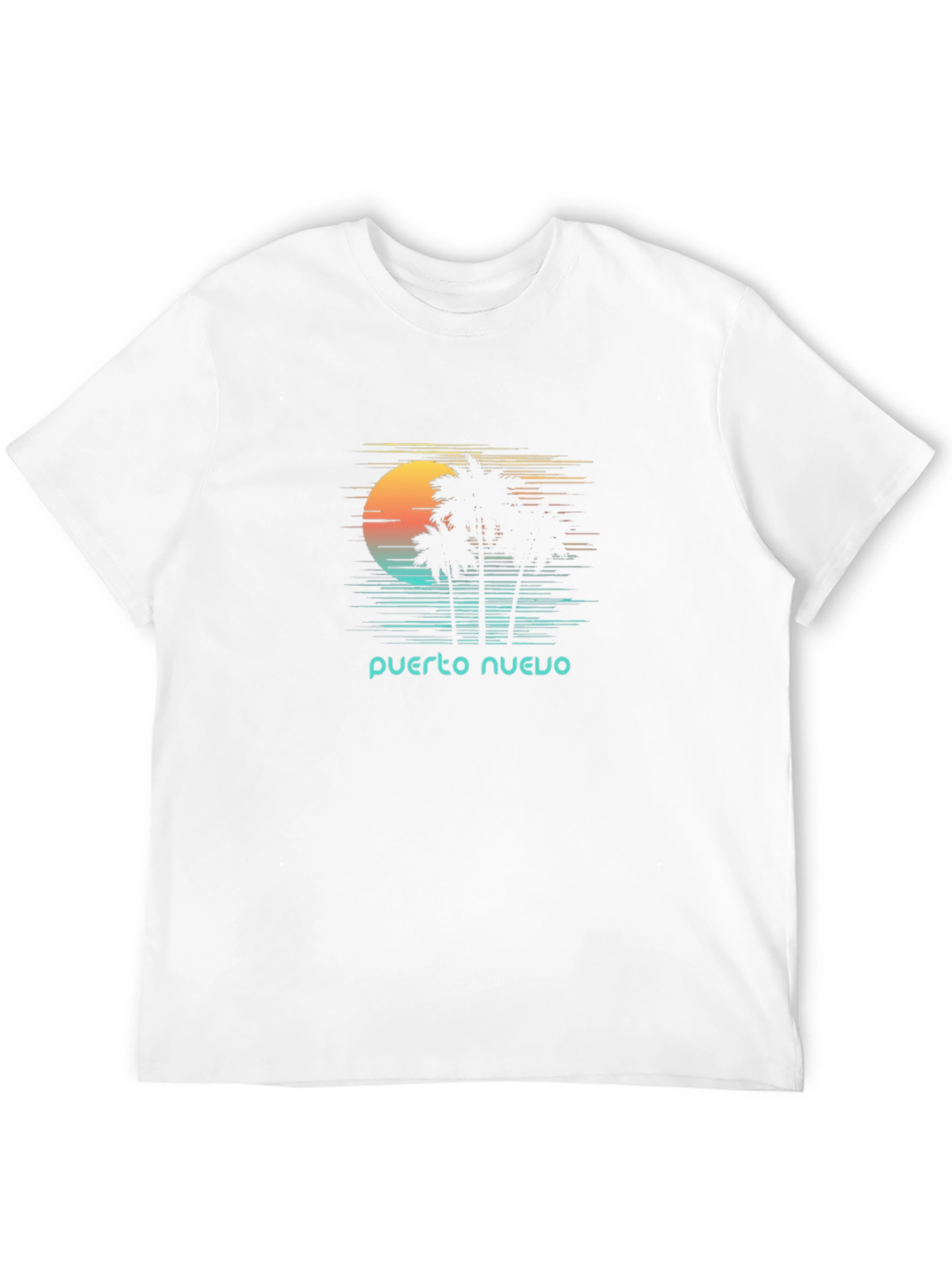 Puerto Nuevo Retro T-Shirt - Palm Tree Sunset Tee