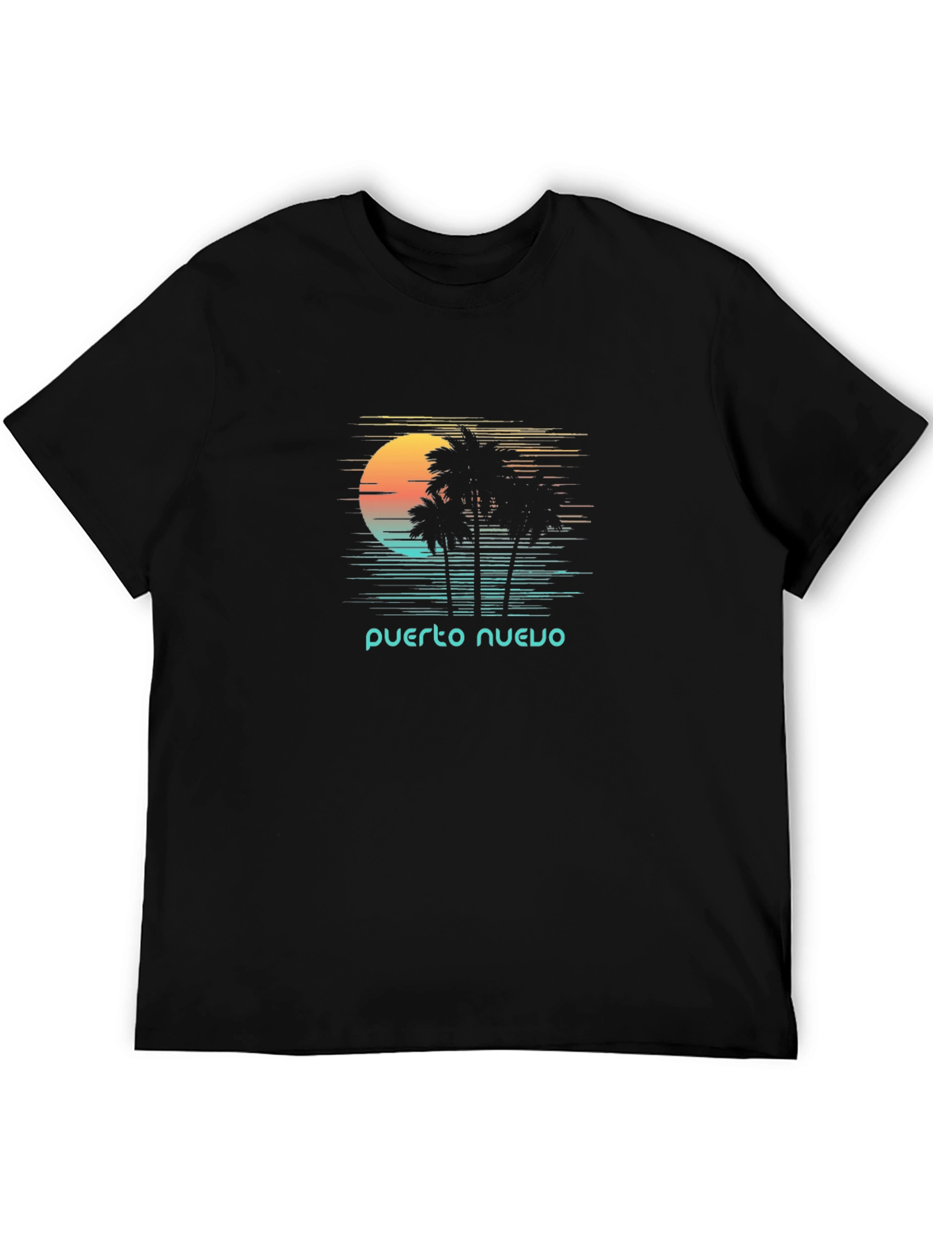 Puerto Nuevo Retro T-Shirt - Palm Tree Sunset Tee