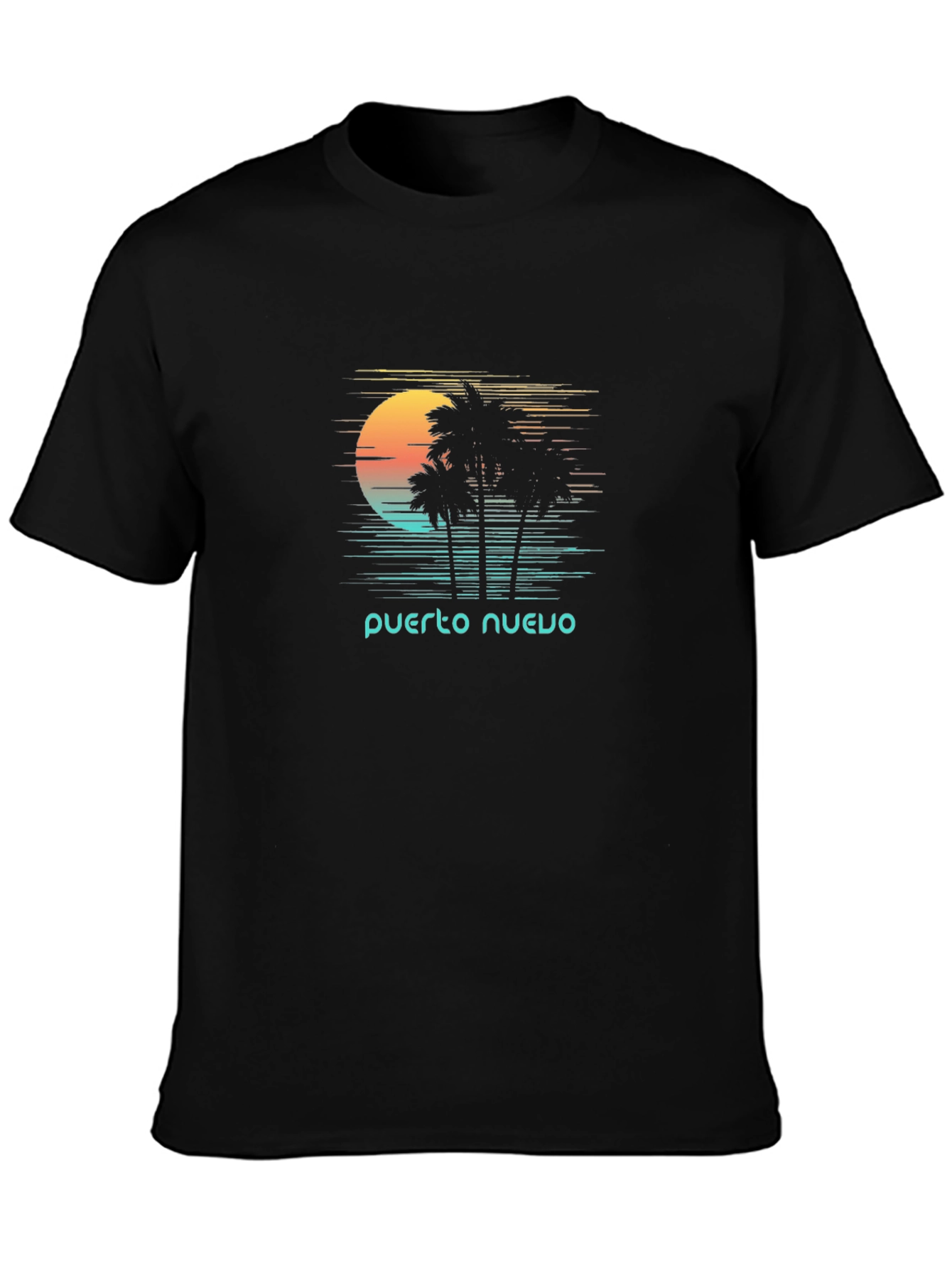 Puerto Nuevo Retro T-Shirt - Palm Tree Sunset Tee