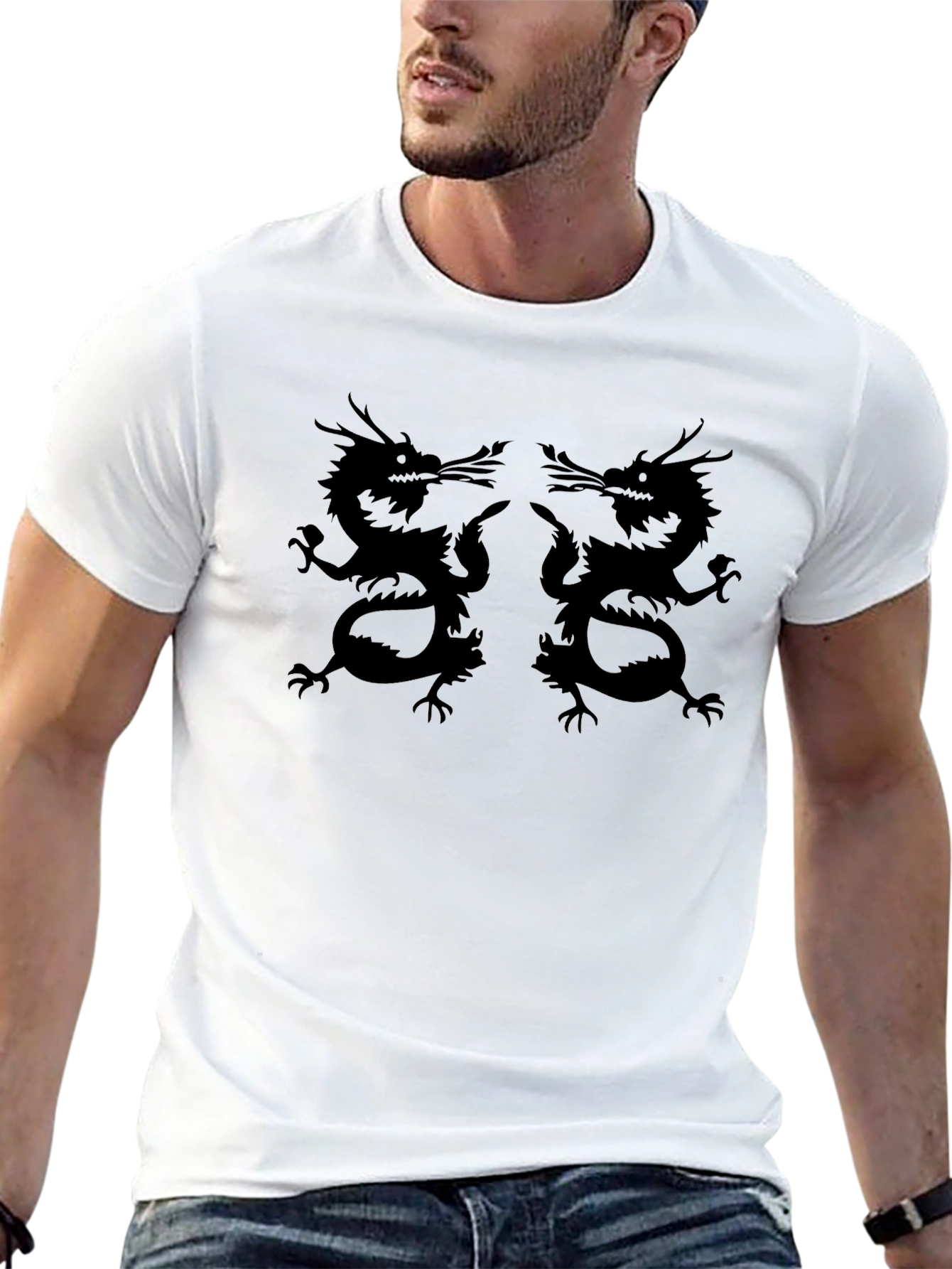 Dragon Graphic Print Tee - Black