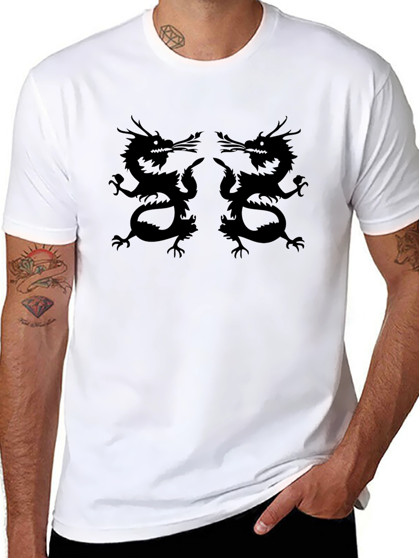 Dragon Graphic Print Tee - Black