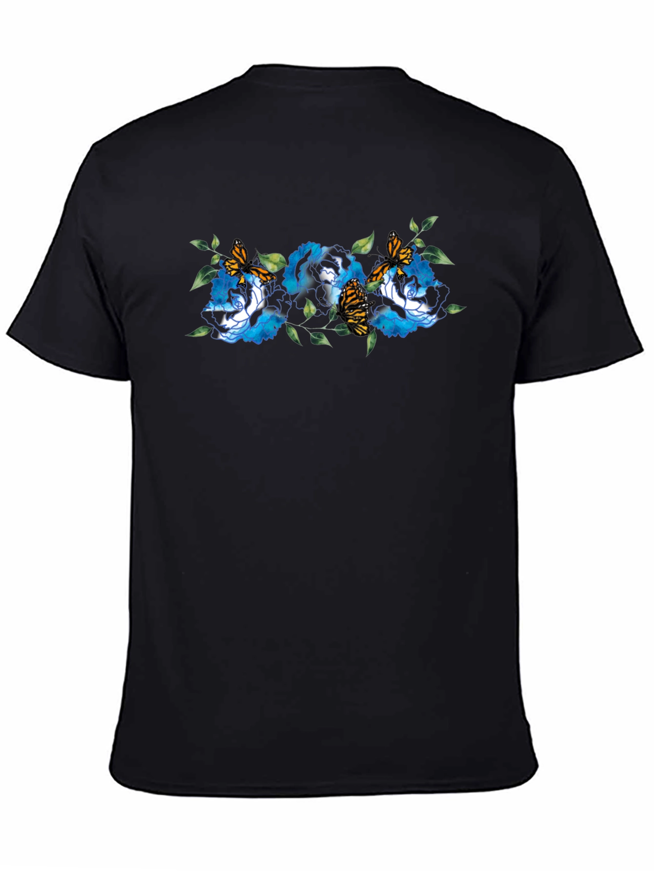 Floral Butterfly Black T-Shirt