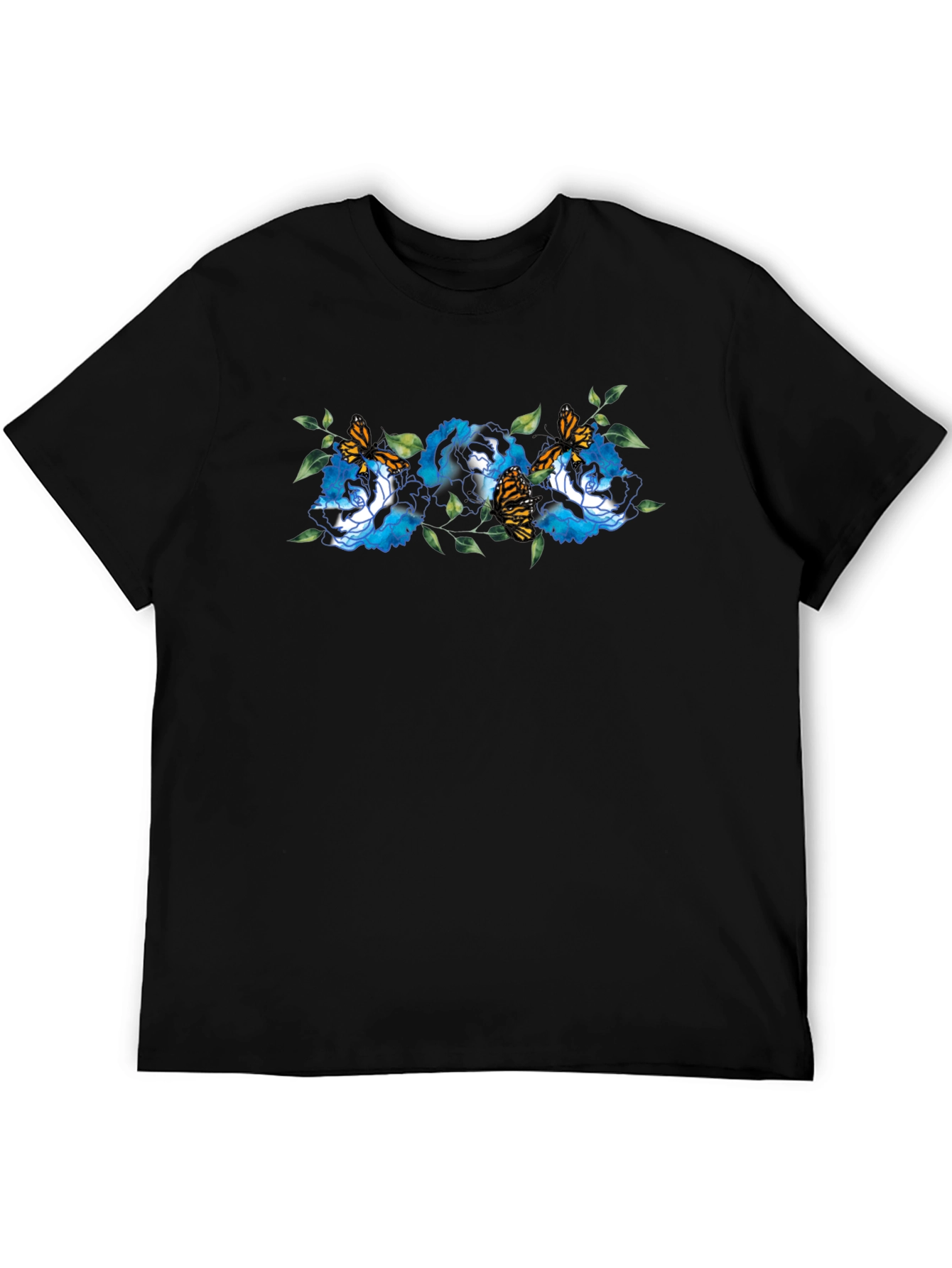 Floral Butterfly Black T-Shirt