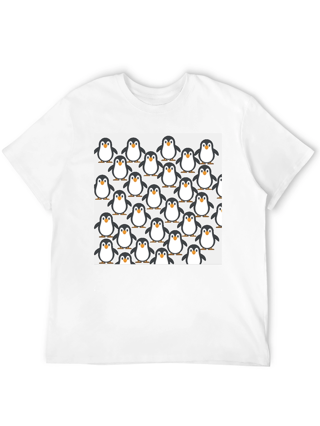 Penguin Pattern Black T-Shirt - Cute Animal Graphic Tee