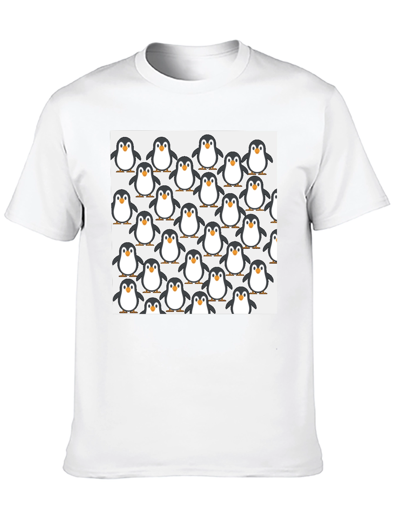 Penguin Pattern Black T-Shirt - Cute Animal Graphic Tee