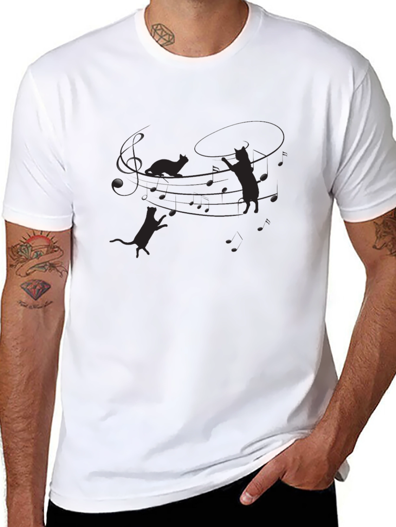 Mens Black Cat Silhouette Graphic Tee