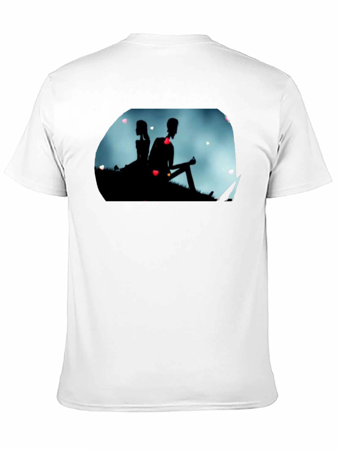 Silhouette Couple Heart Graphic Black Tee