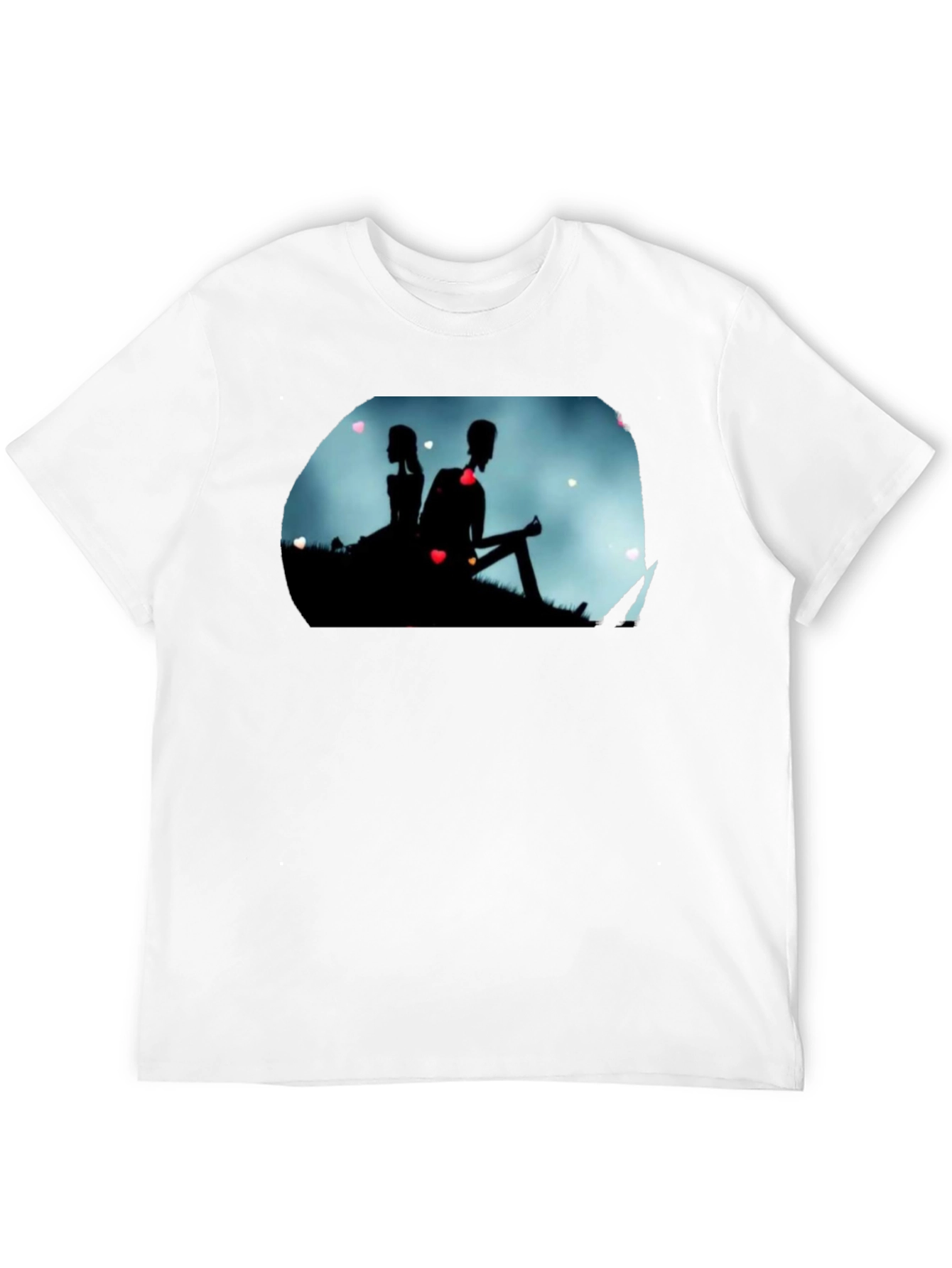 Silhouette Couple Heart Graphic Black Tee